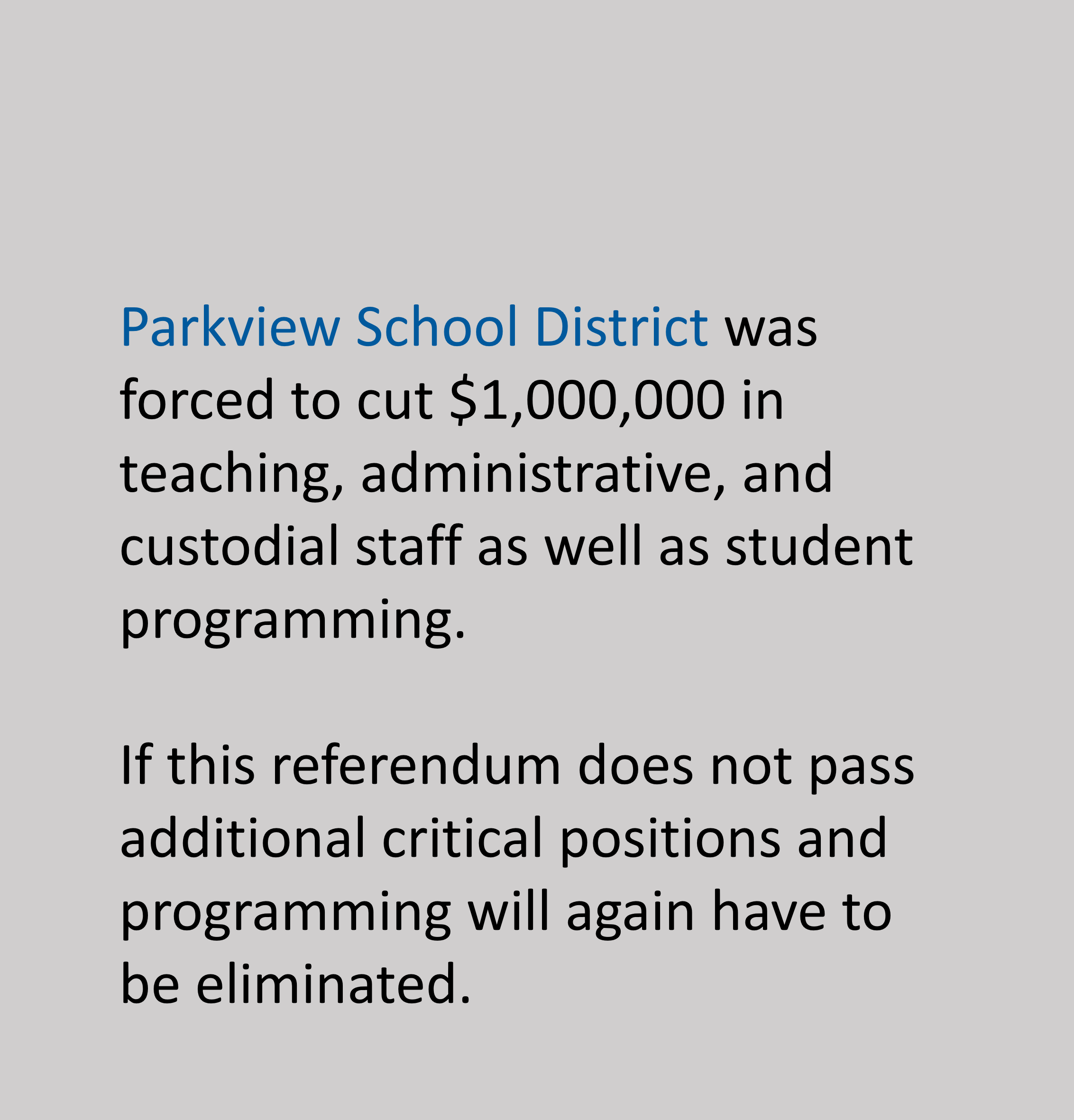 Why Now? — Parkview School Distrtict