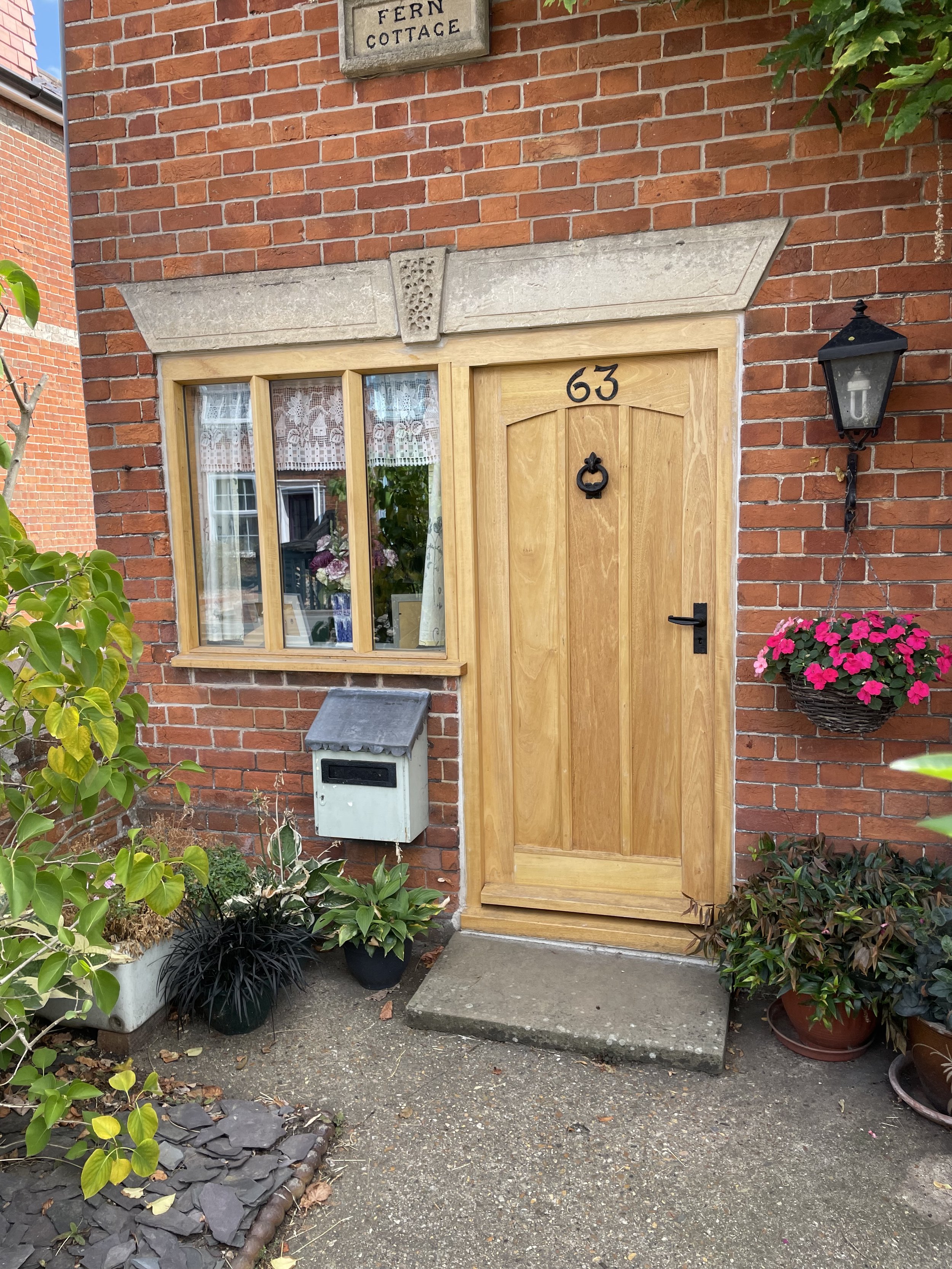 Idigbo Boarded Door and Combination Frame with Mullion Window Norfolk Joinery PGL Diss