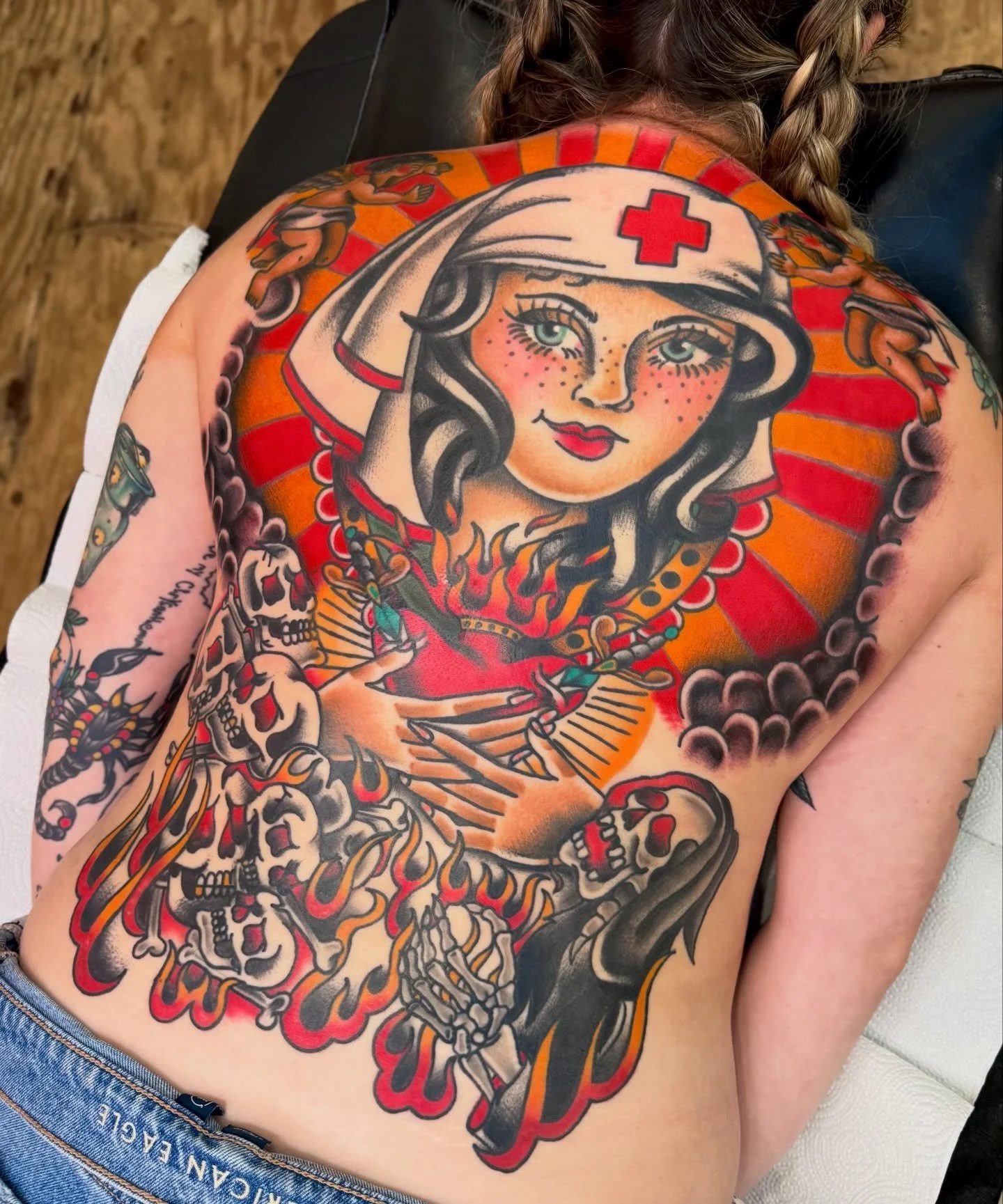 we crossed the finish line on Julie&rsquo;s back piece yesterday 😤✨ we&rsquo;re planning on extending it lower next time 🤫 thank you so much Julie for your trust, patience, friendship and for always being down to listen to emo throwbacks and giggle