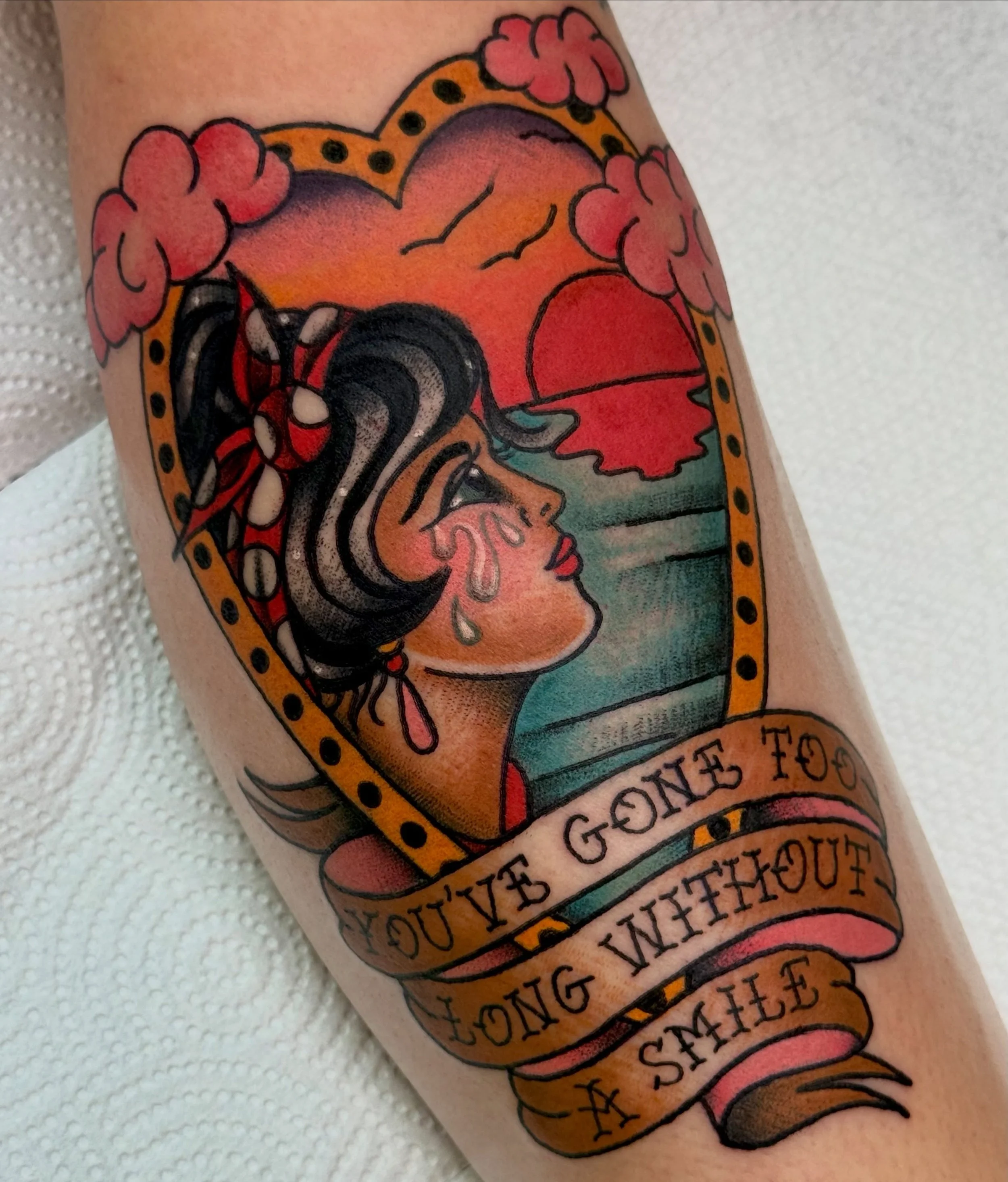 pink cloud summer forever for Chelsee 💫🌅 thank you so much for your trust and patience! it was so lovely to meet and tattoo you! happy healing friend! 

I&rsquo;d love to do more tattoos like this :-) link is in my bio to book in, I can&rsquo;t wai