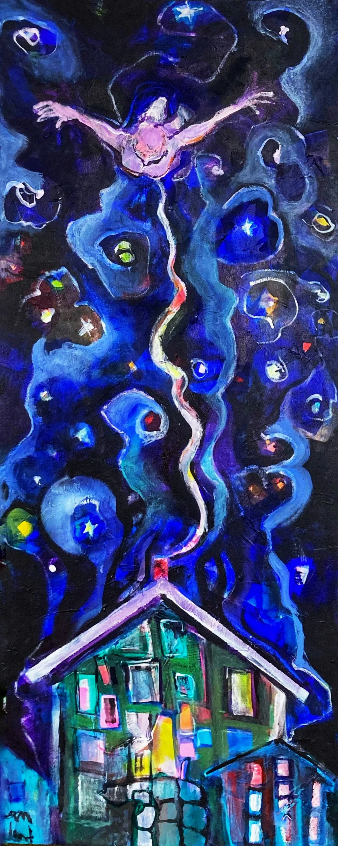 (119)  Blå Time 100x40cm 6.200kr