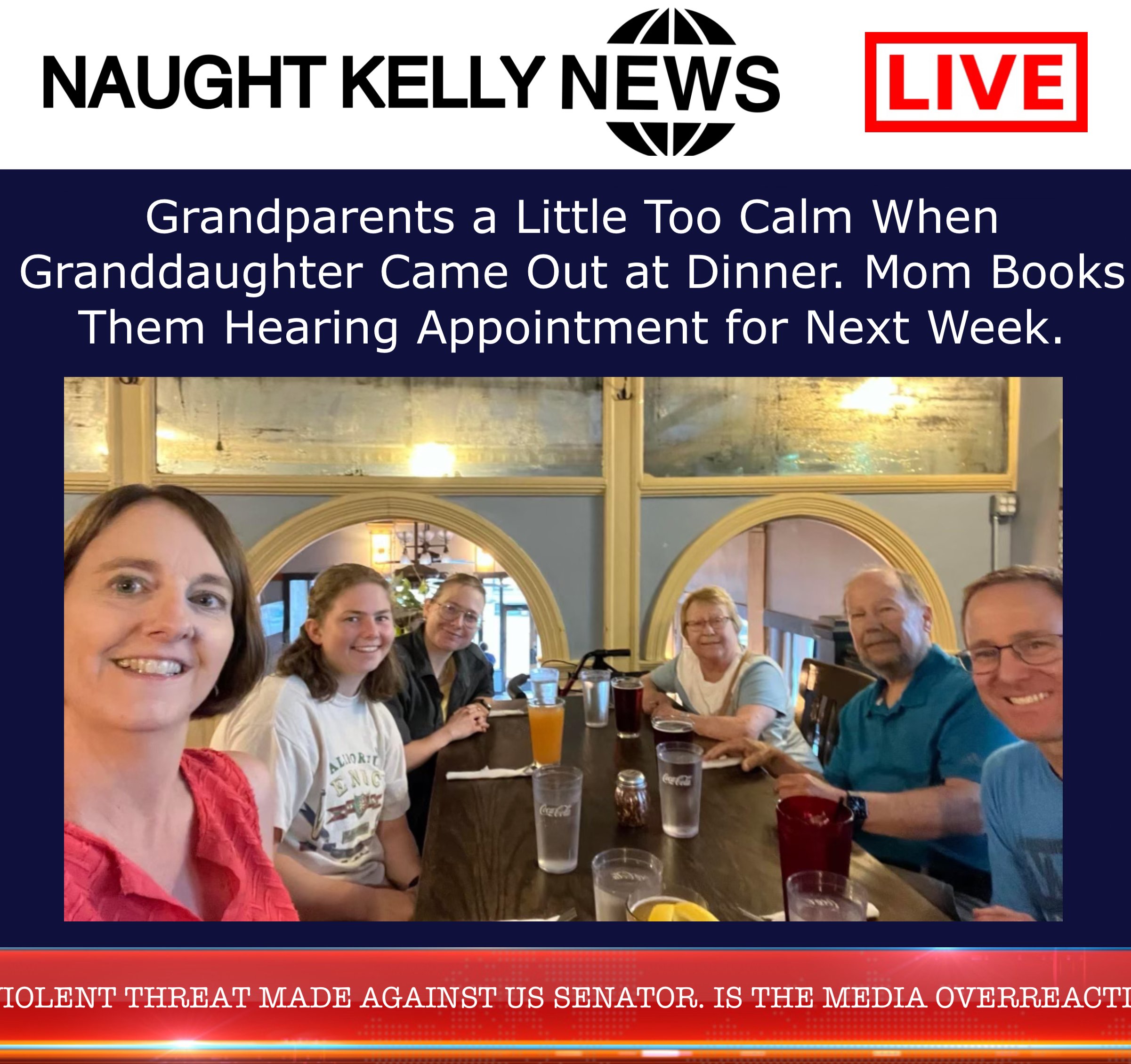 "That sounds lovely dear. Can you pass me an extra napkin?" Grandma says to granddaughter.