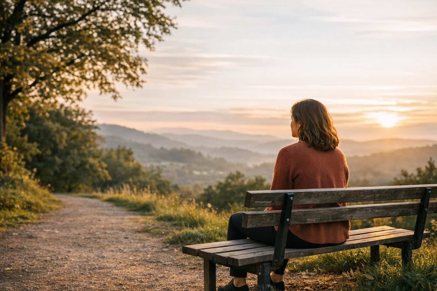 relapse prevention in eating disorder recovery, person sitting calmly on a bench reflecting outdoors
