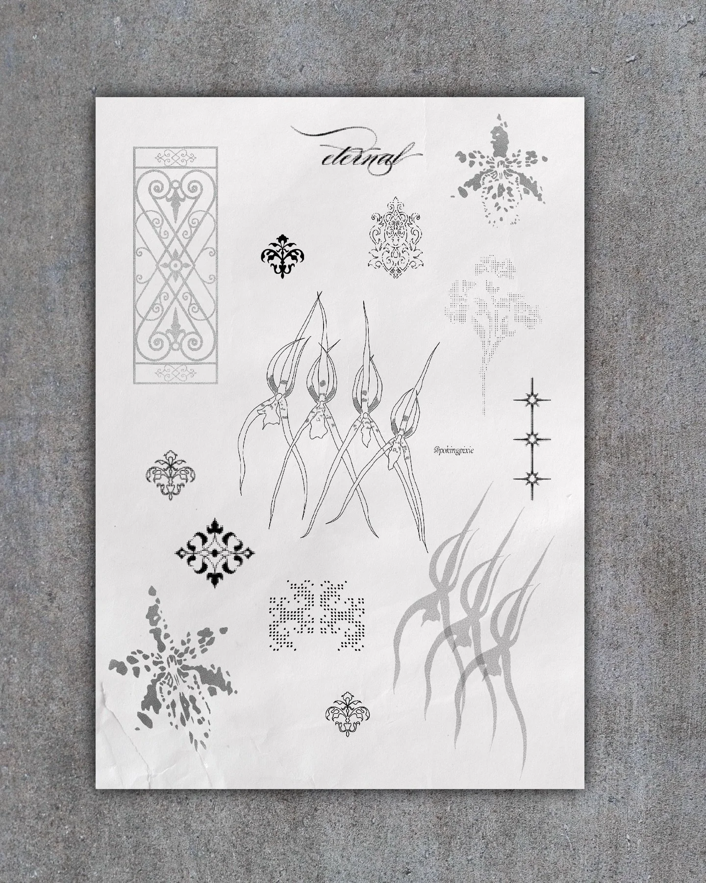 I&rsquo;m clearly loving halftone, ornamental and orchids tattoo designs at the moment 
Swipe through to see some close ups of these flashes I&rsquo;d love to tattoo - my bookings are open, send me a DM :)