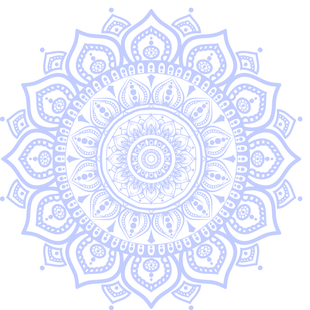 Intricate purple mandala pattern on a black background.