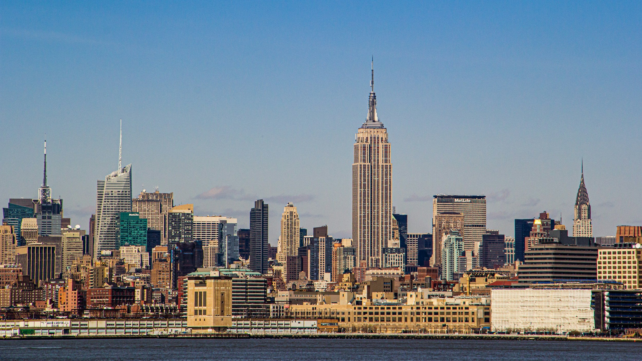 Manhattan skyline with the Empire State Building on a sunny day