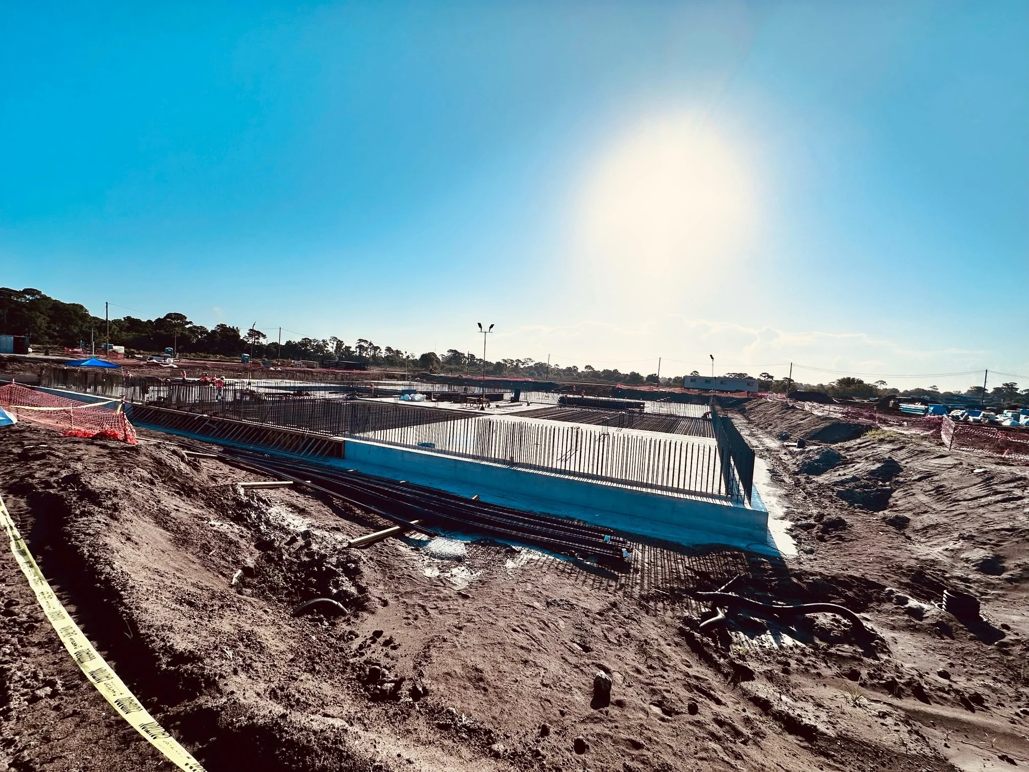 Pre-fabricated steel wall framing boards prepped for pours on May 17