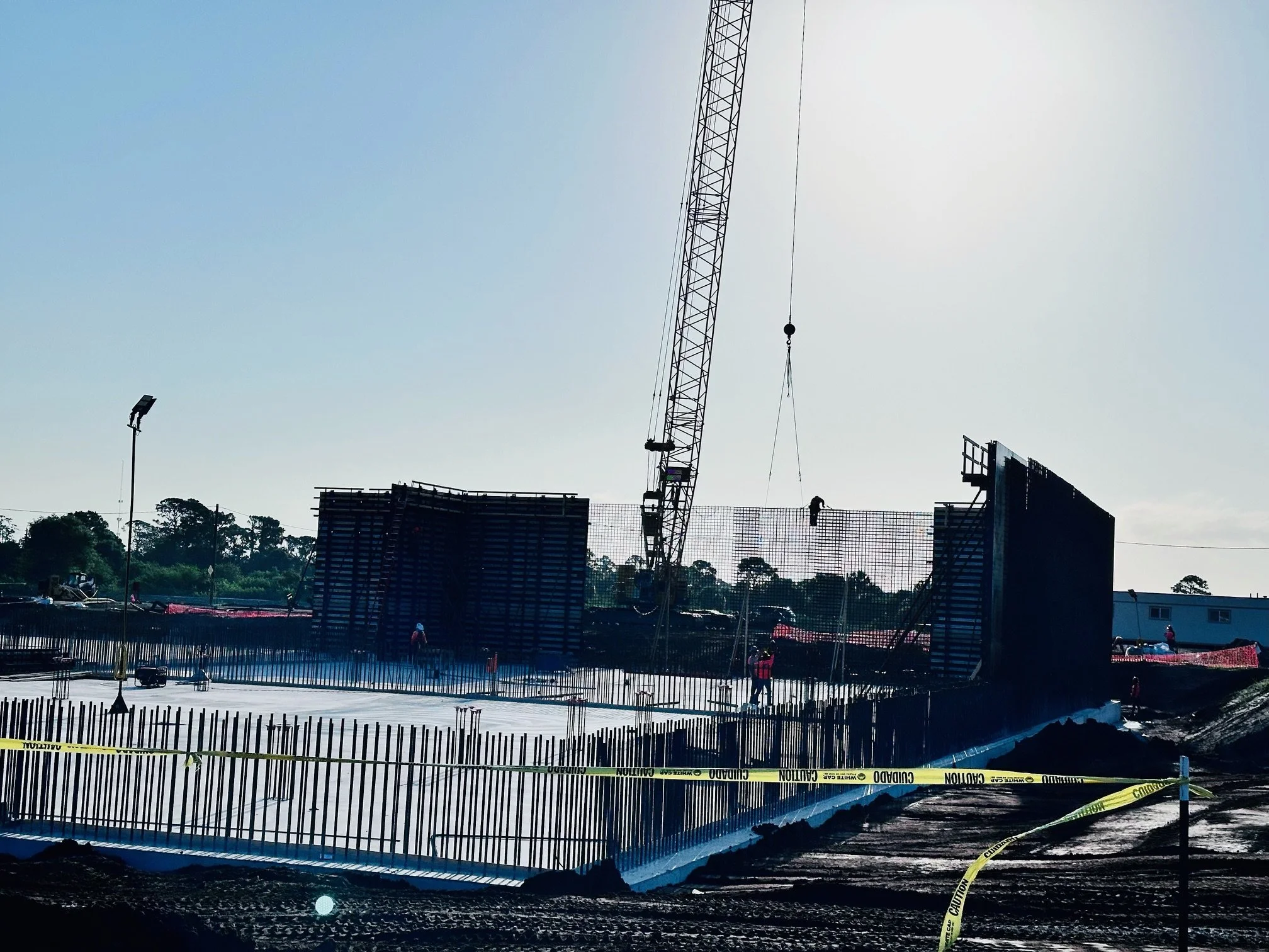 Crews have begun setting up the tank wall forms