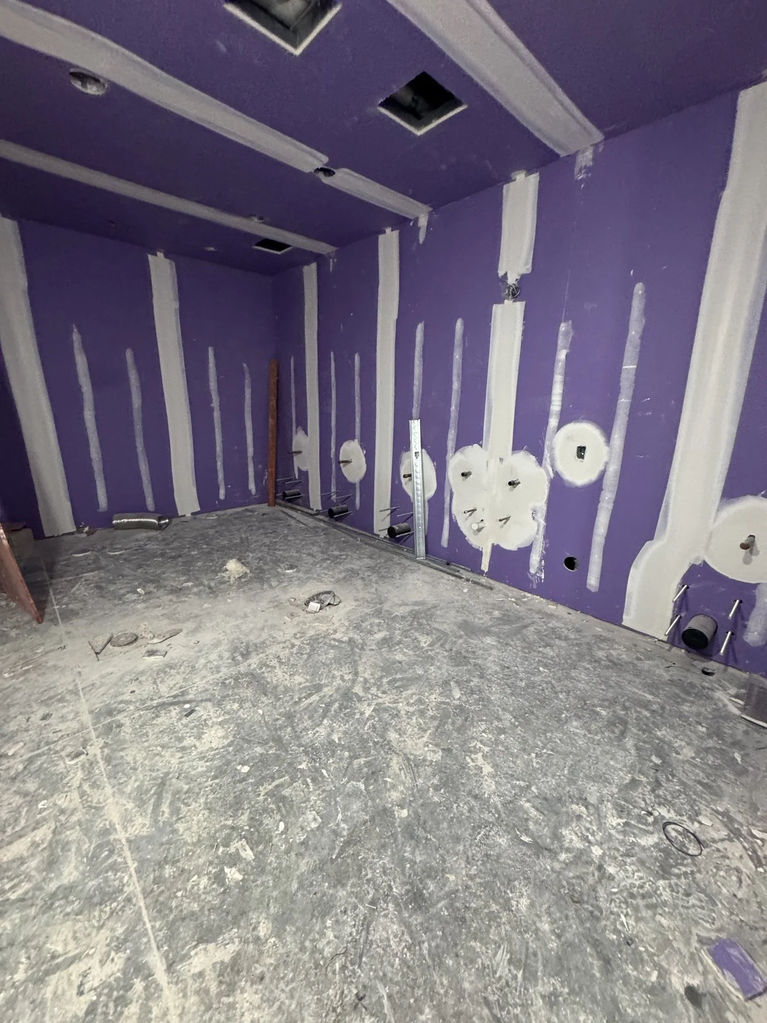 Interior drywall work continues