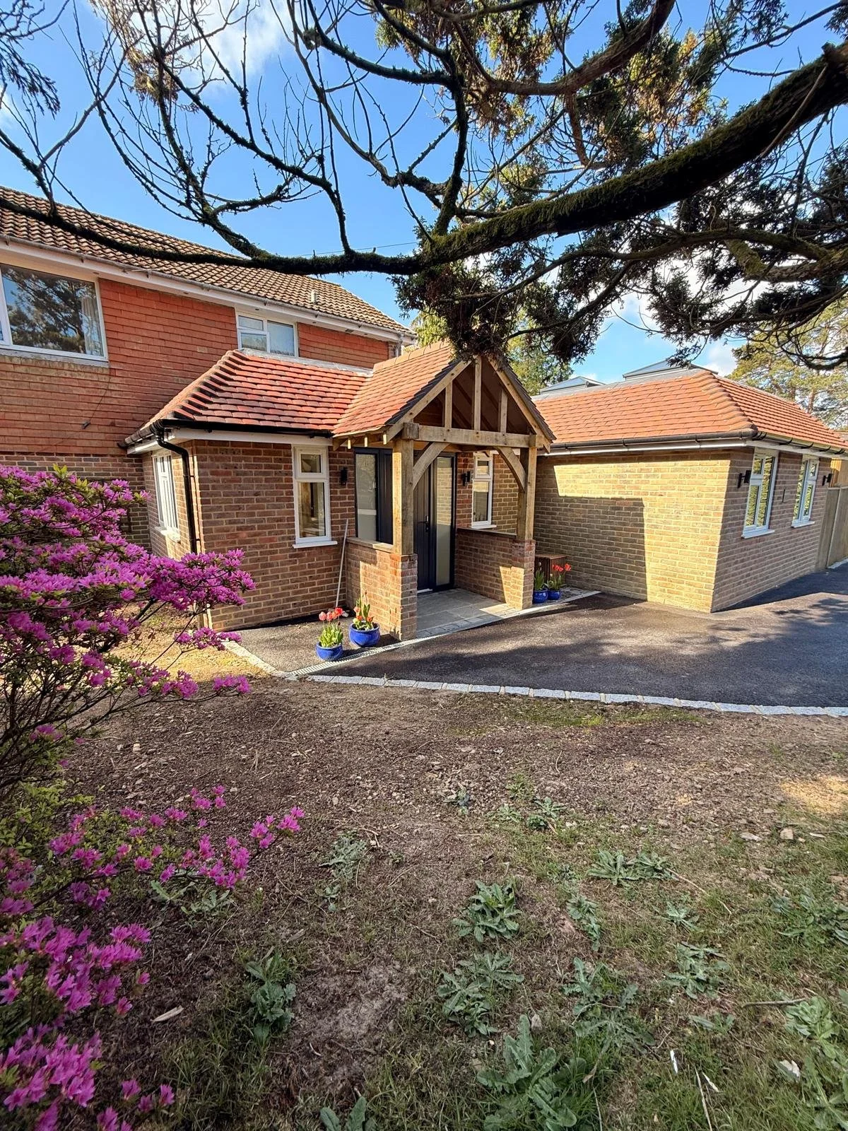 New Front Extension With Oak Porch, Double Garage Conversion, New Driveway, A New Garden Room And Landscaping Of Rear Garden