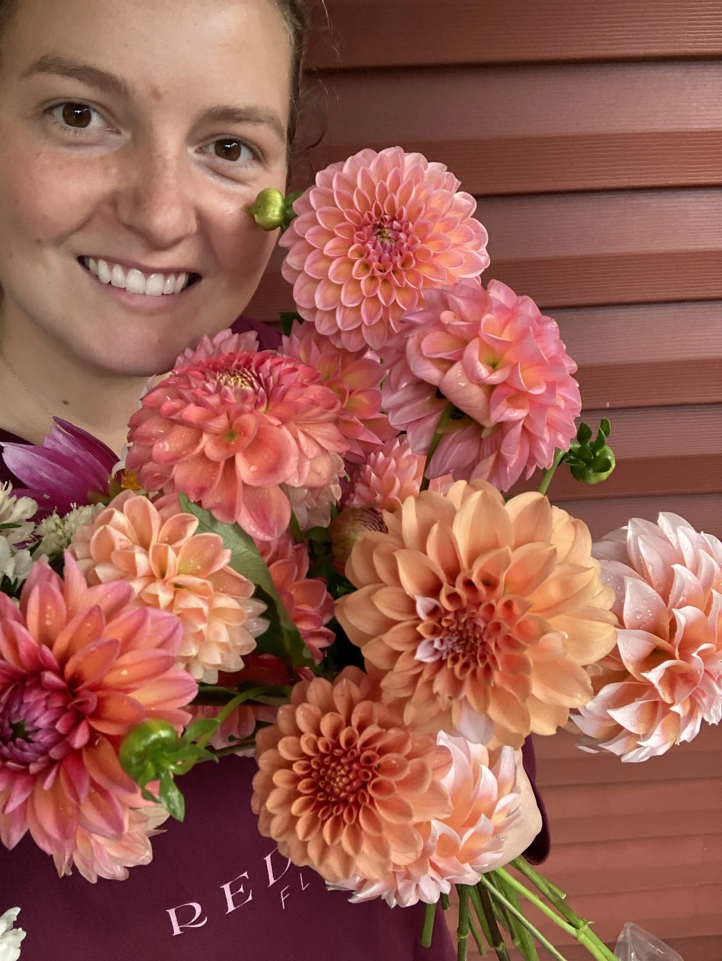 Elizabeth with her dahlias