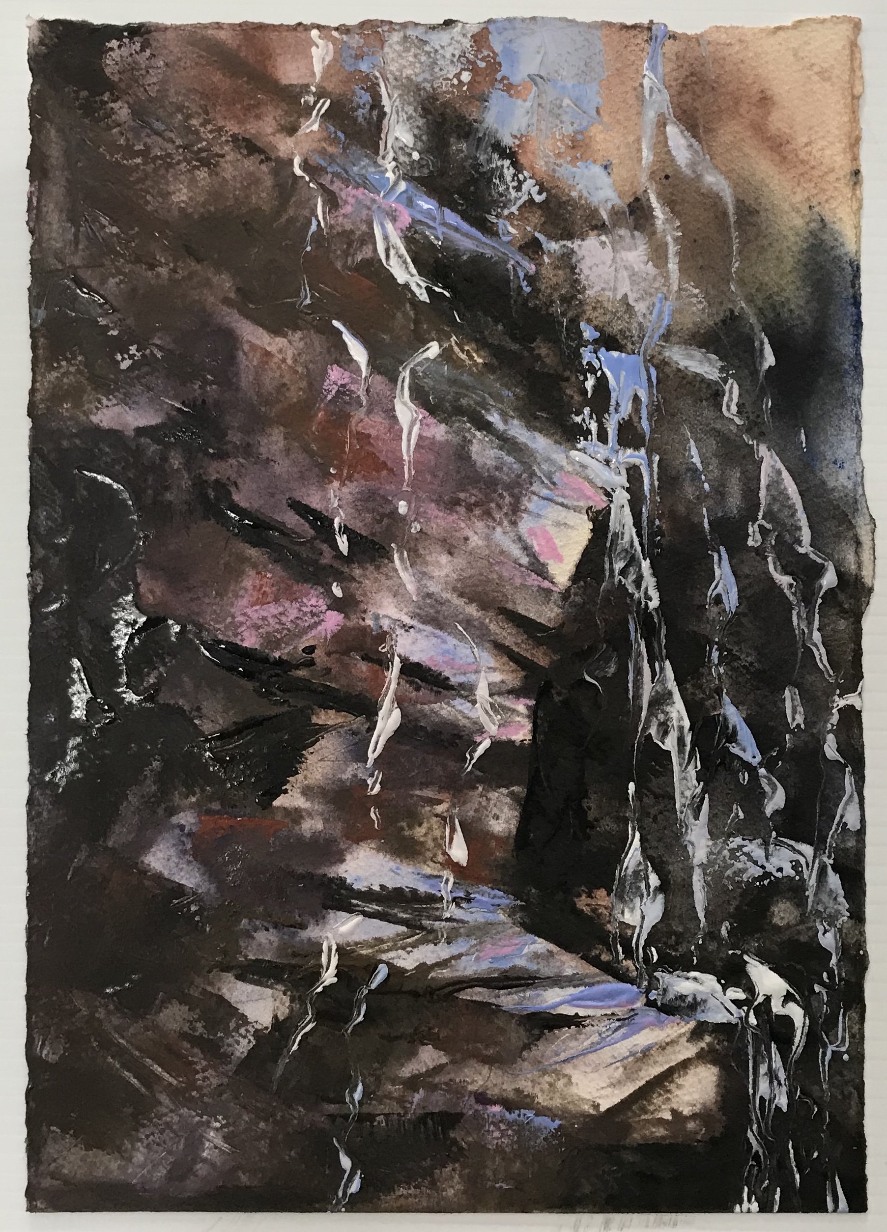 "Cascade #1", Gouache, Private Collection