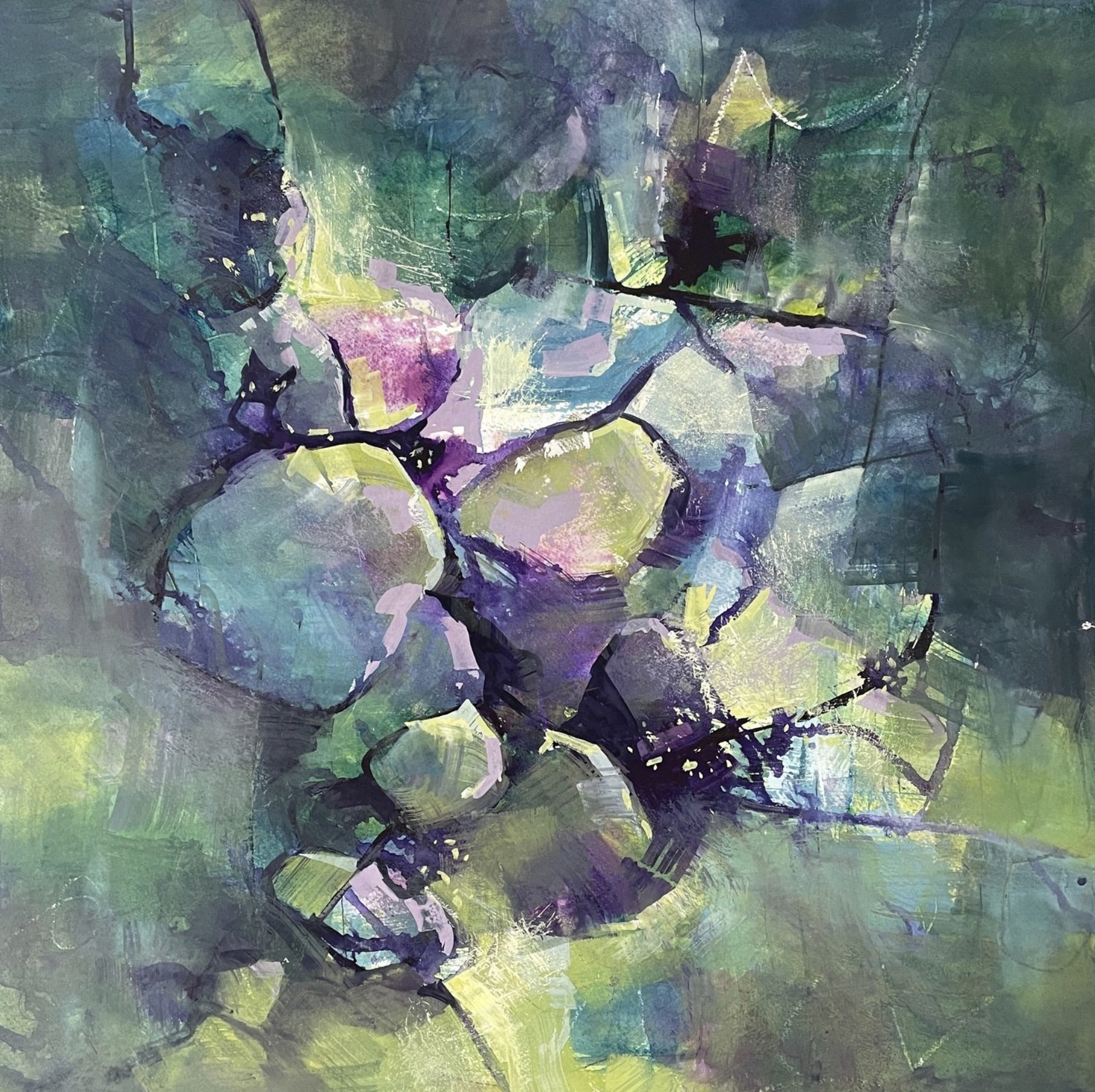 "Tumbled #1", Gouache, Private Collection