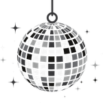 Disco ball with reflective tiles and small sparkles