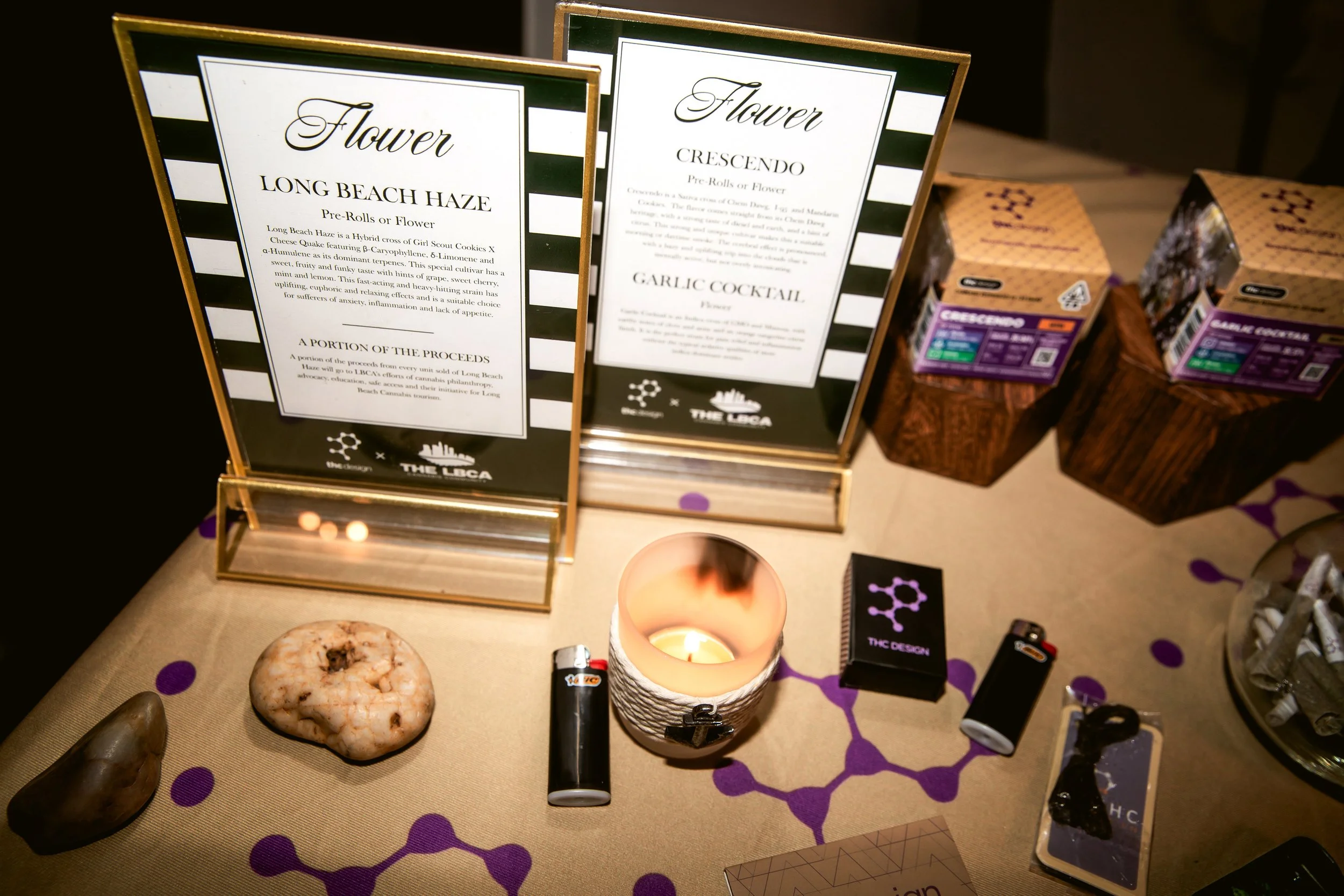 THC Design product display at a corporate event produced by Groove Approved with professional event entertainment.