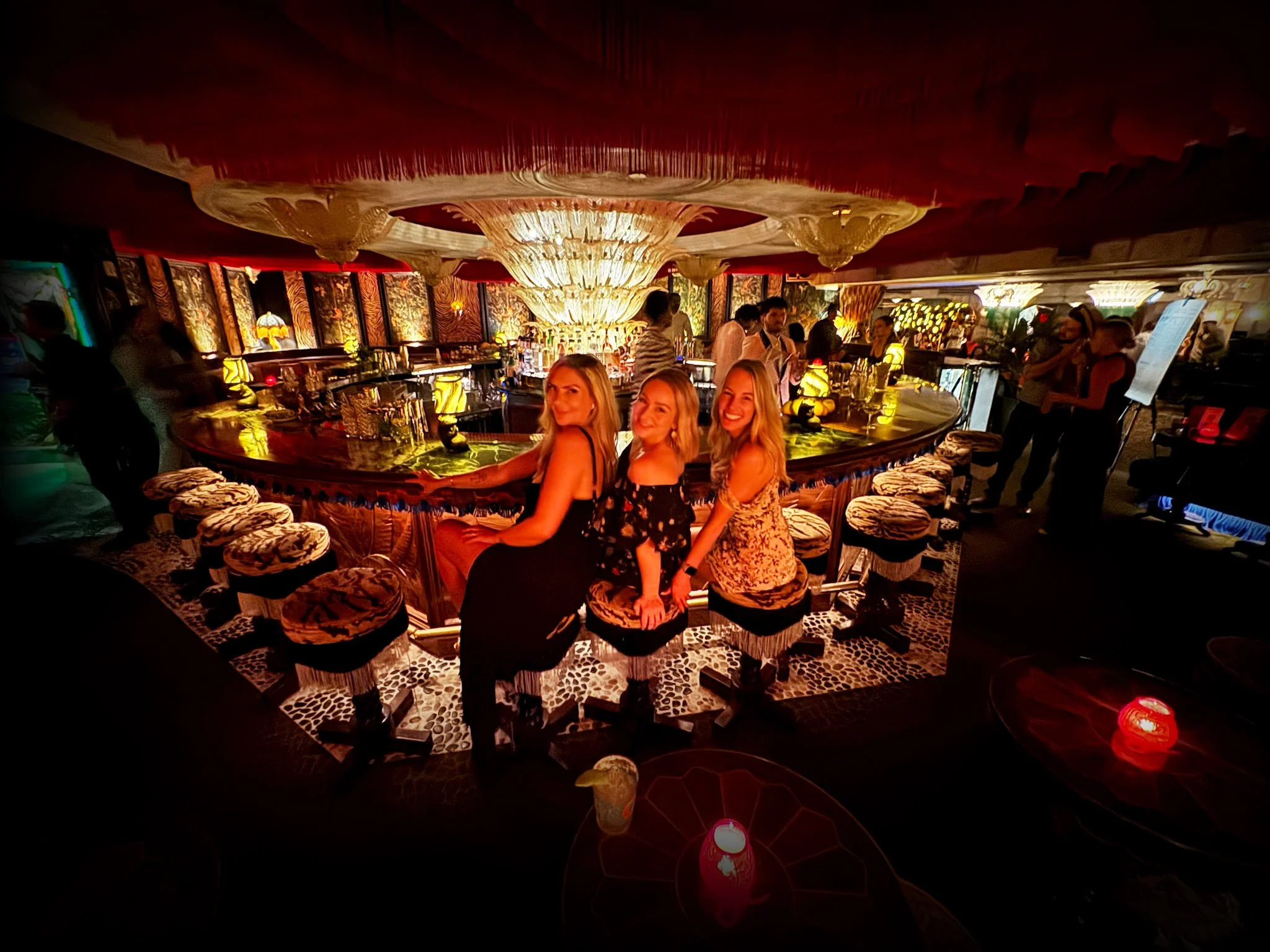 Guests having a cocktail at the bar at Lou Lou's Jungle Room at the Lafayette Hotel