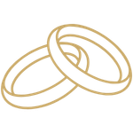 Two gold wedding rings overlapping