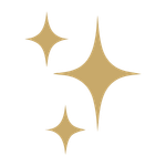 Four gold stars with a shiny, sparkling appearance