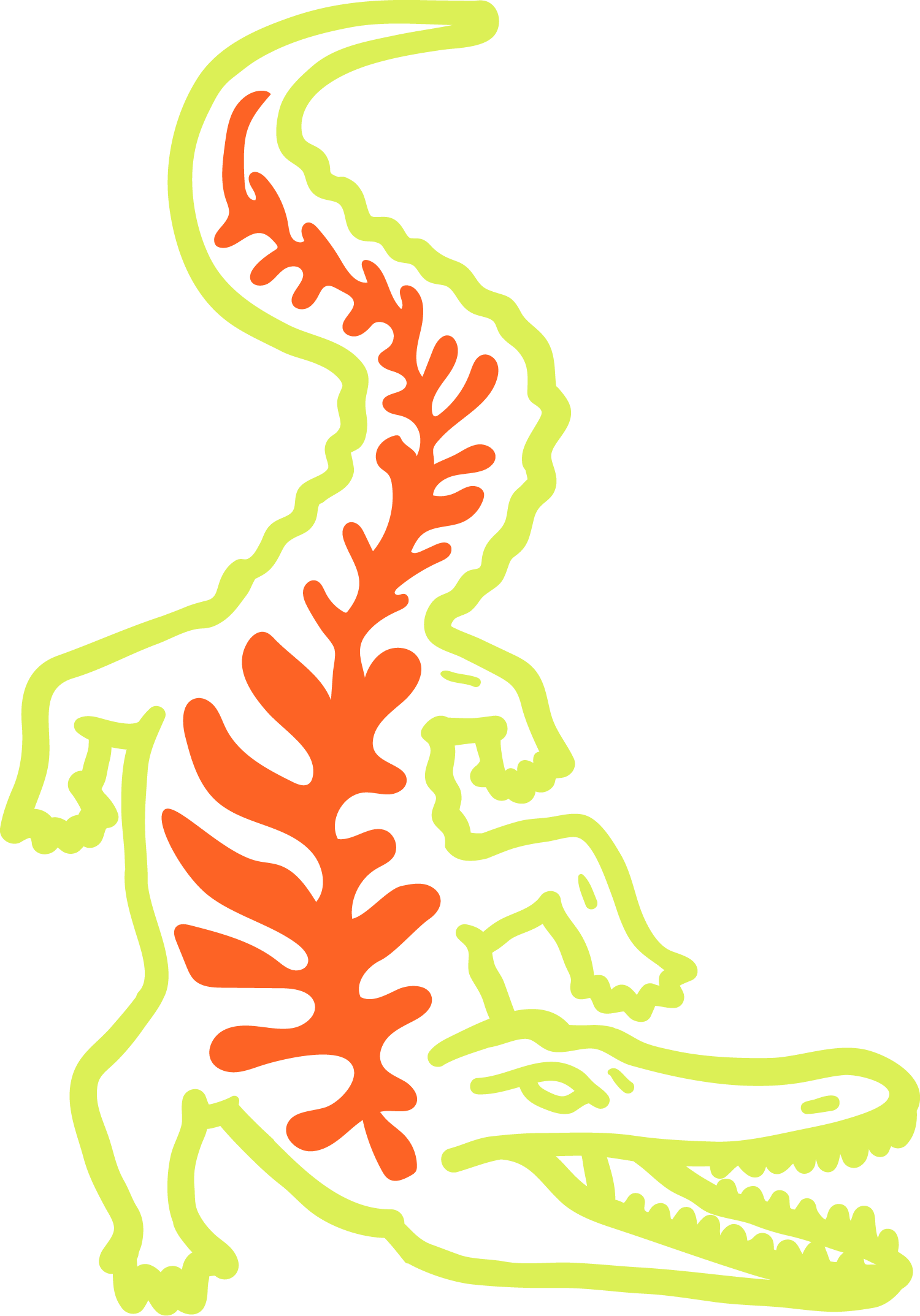 Illustration of Neon Gator with Orange Back