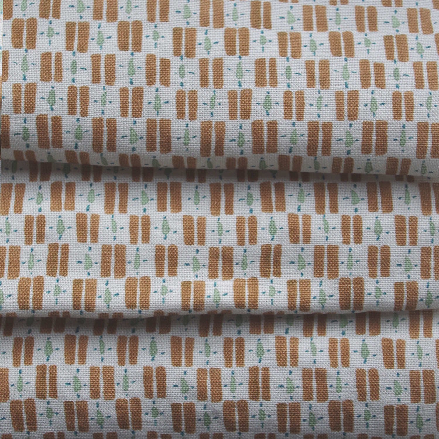 tiny check hand painted geo floral hand painted terracotta green printed patterned fabric