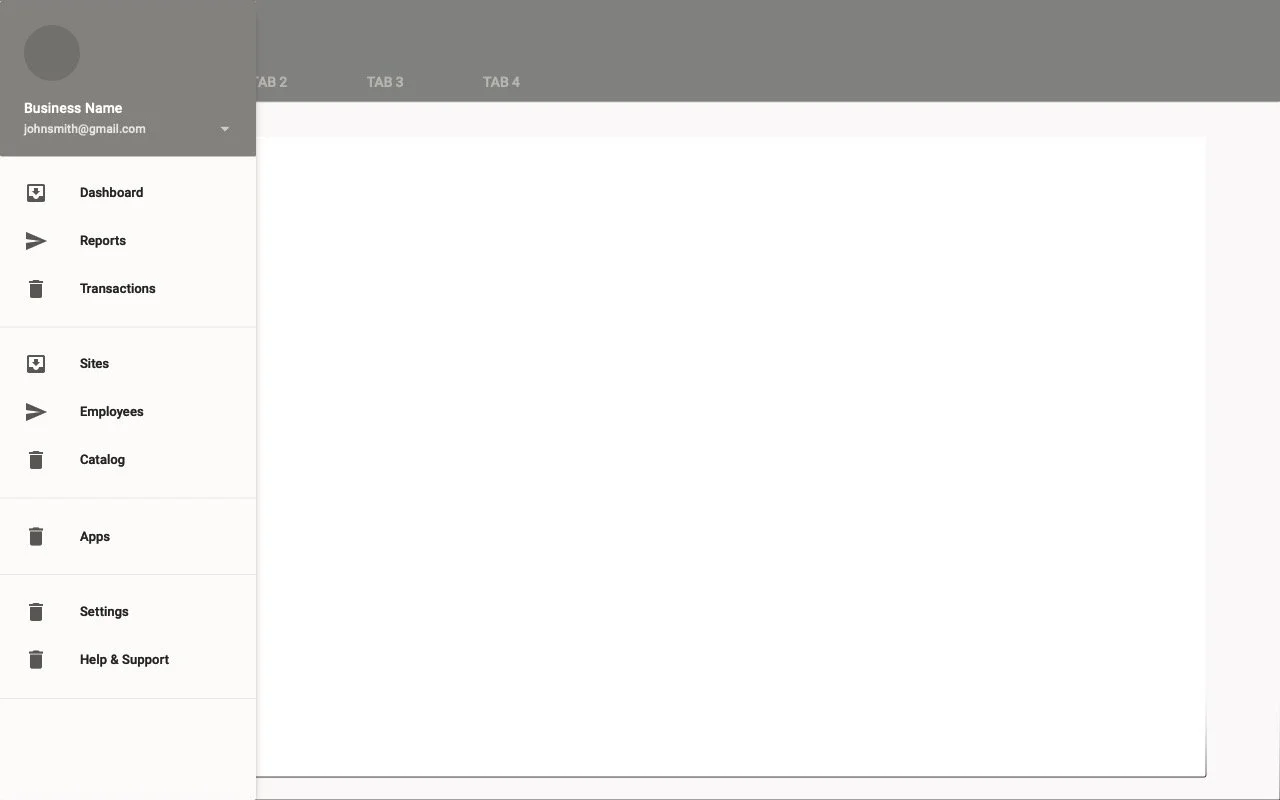 Screenshot of a tablet app low-fi mockup
