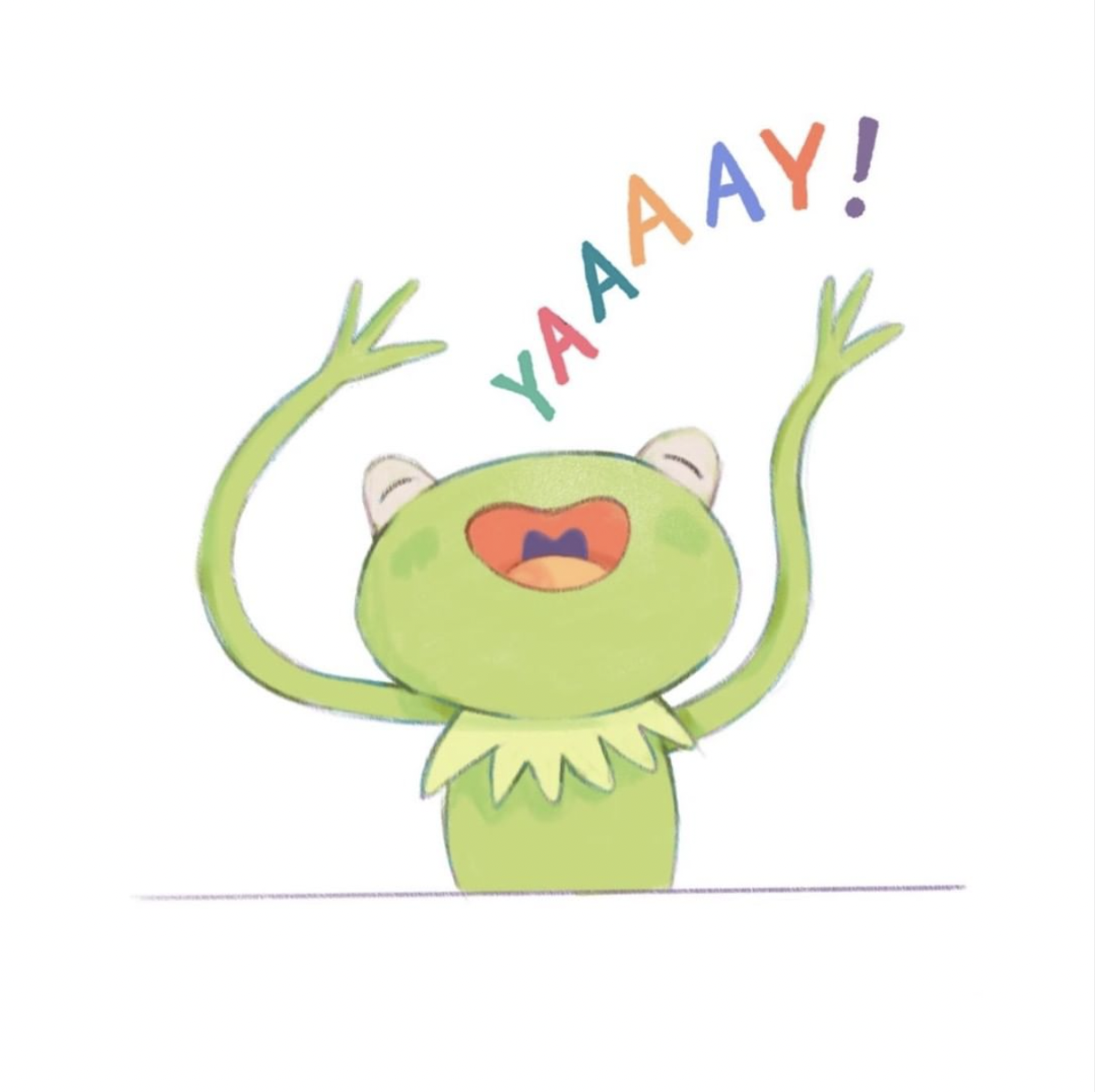 Illustration of Kermit cheering "YAY!"