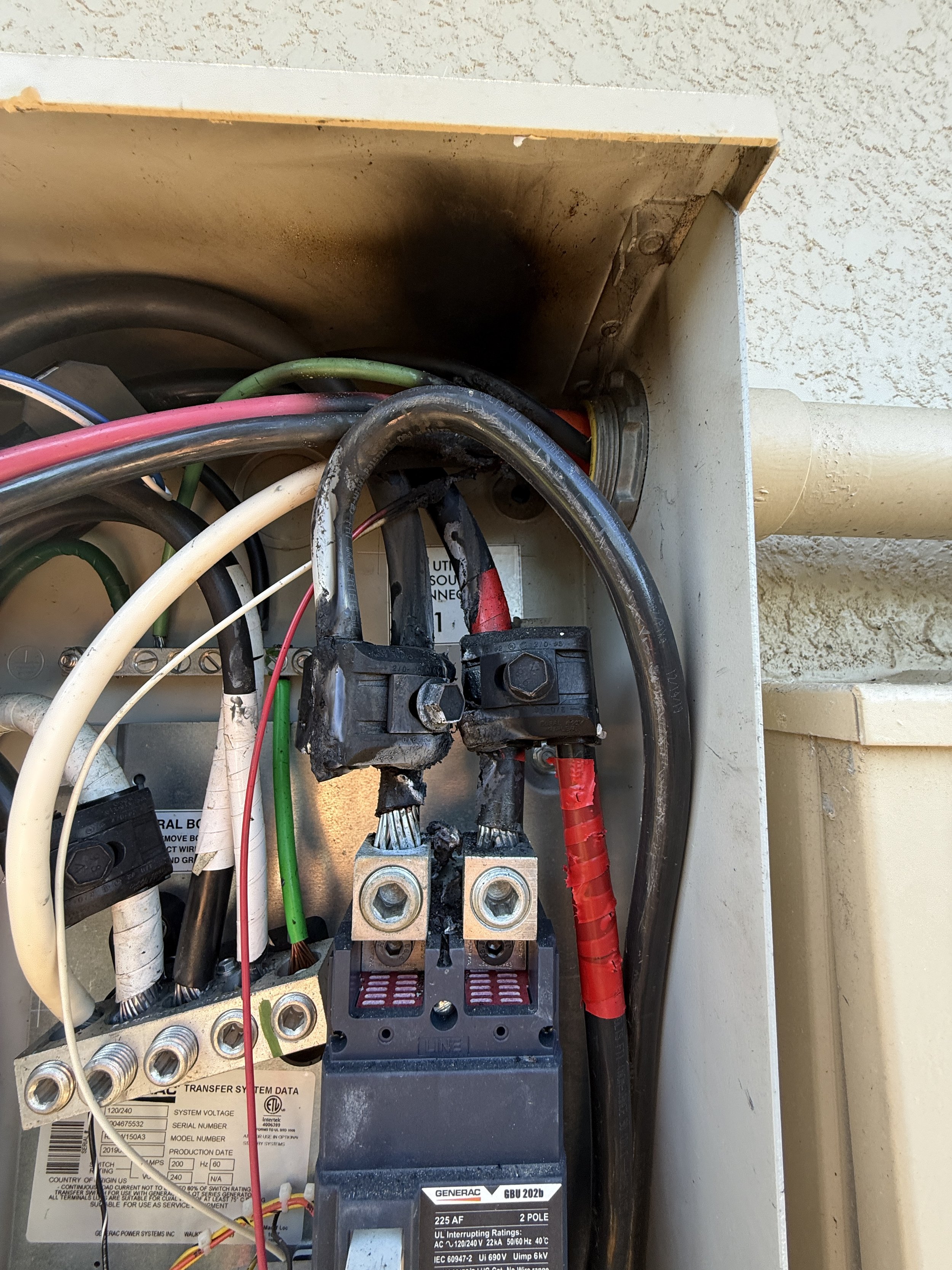Burnt up solar tap wire loose connection