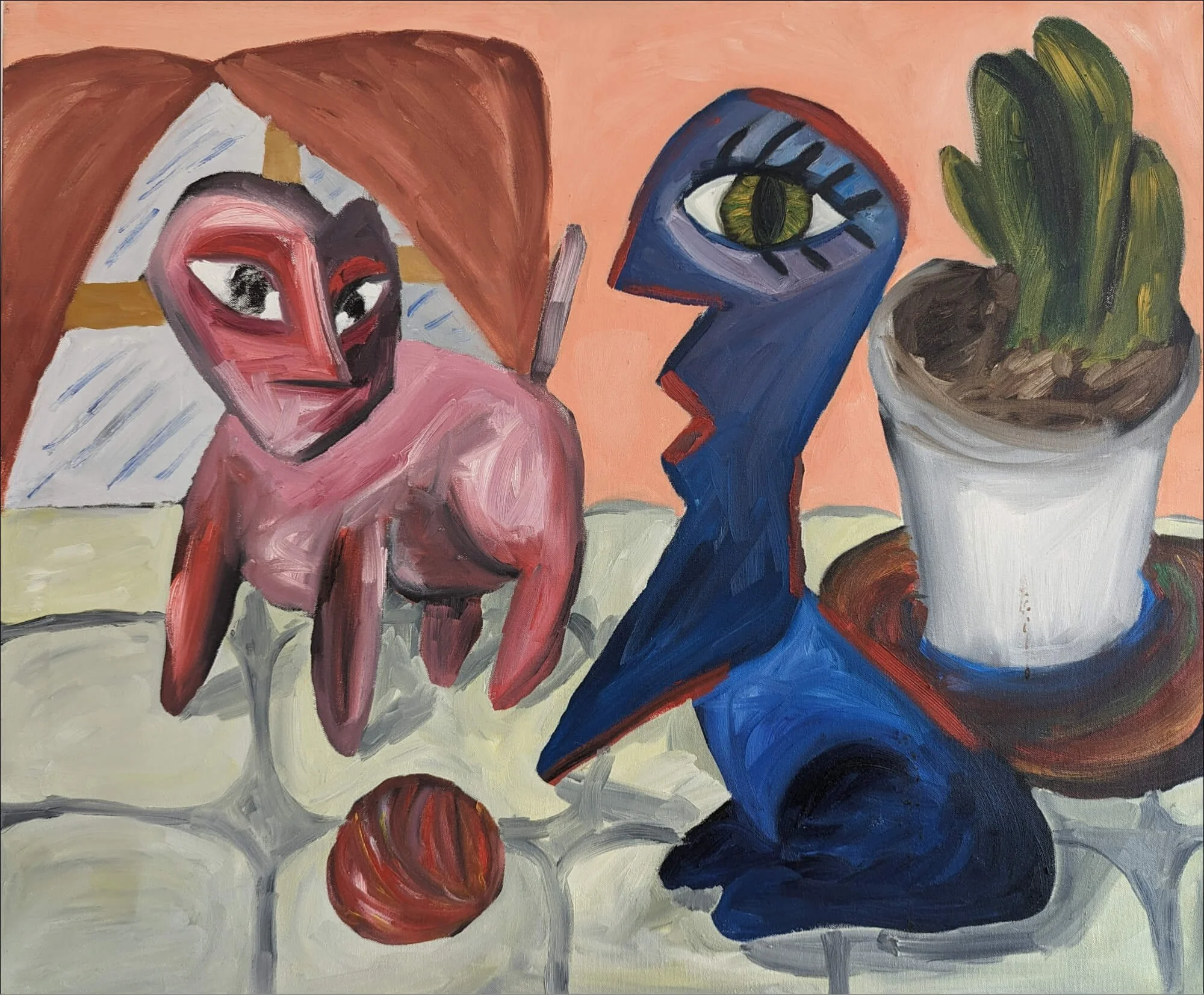 Two Creatures, 1998,
Oil on canvas, 85x70cm.