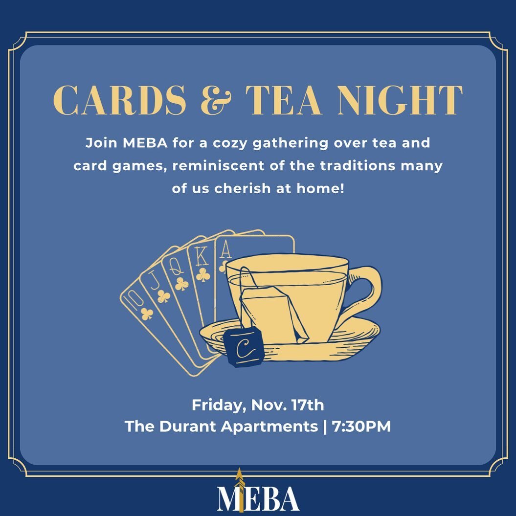 [POSTPONED] We could all use a break and unwind while celebrating the special things that connect us as a community. Join us for Cards and Tea Night on Friday, Nov. 17 at the Durant for a night of fun and &ldquo;plentea&rdquo; of tea☕️🫖