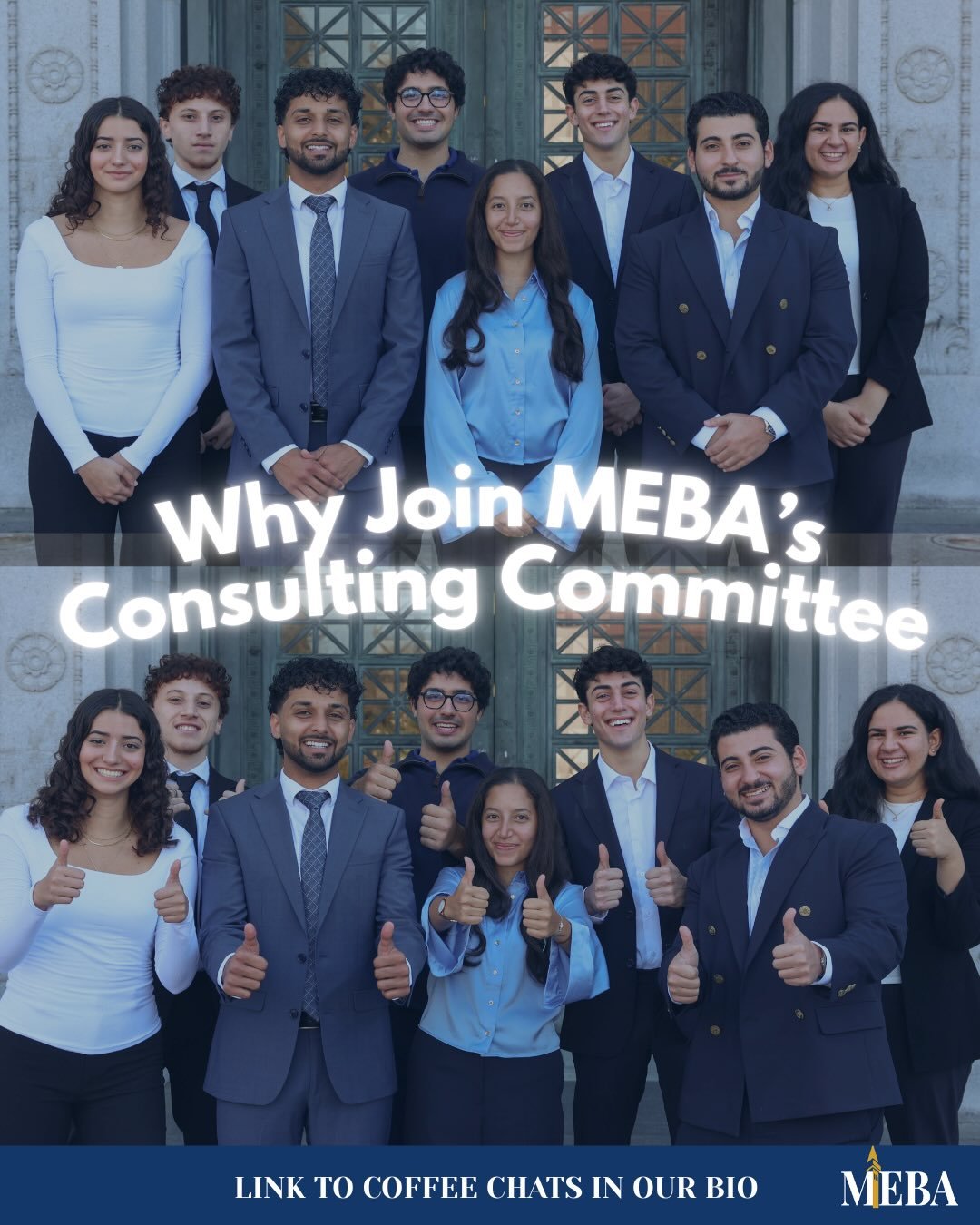 Curious about consulting at Cal? Join MEBA&rsquo;s Consulting Committee to work with real clients, build practical problem-solving skills, and meet a tight knit team that loves growing and celebrating wins together! 

#meba #consulting #cal #ucberkel
