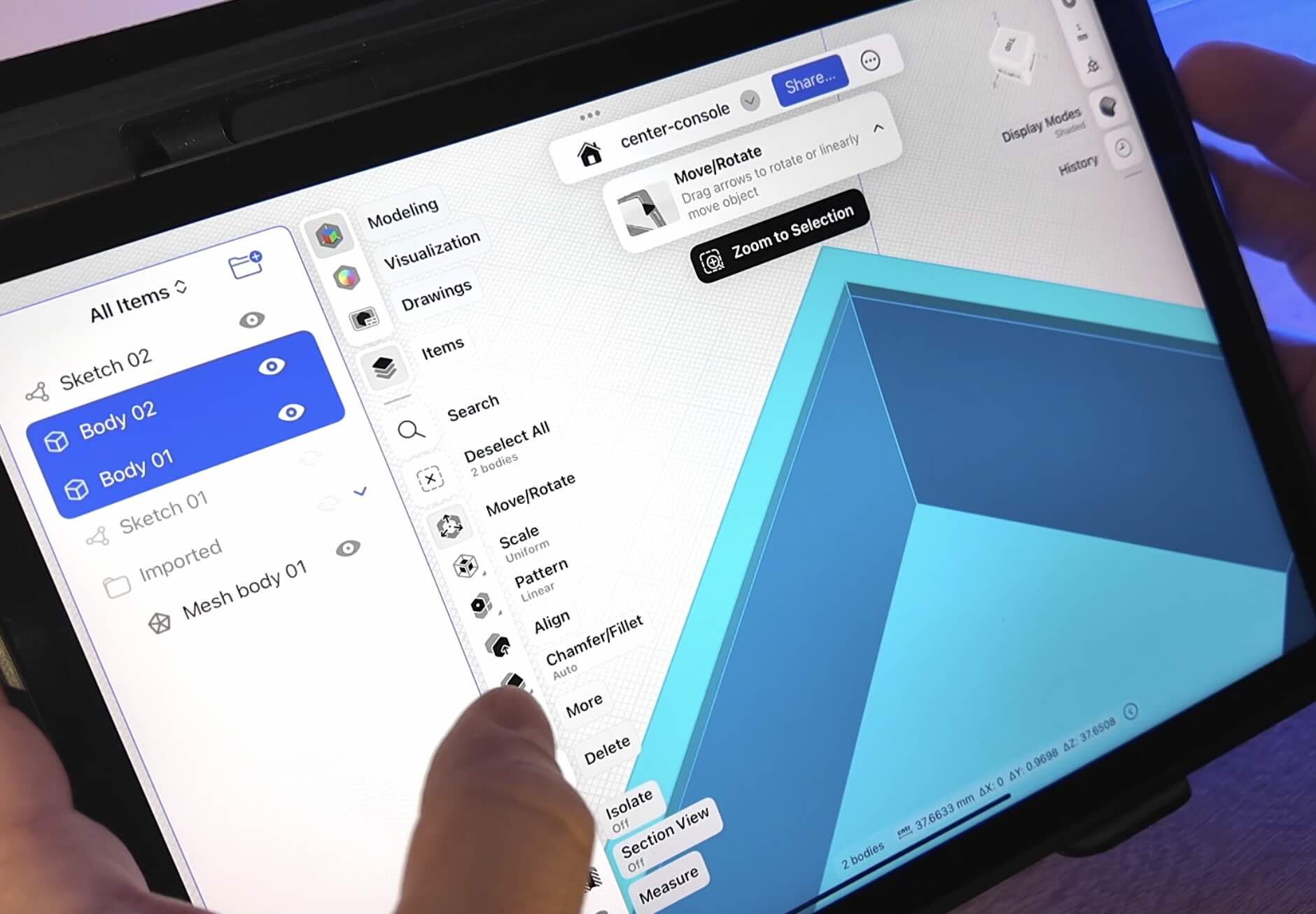 bmw e30 center console shapr3d combine body