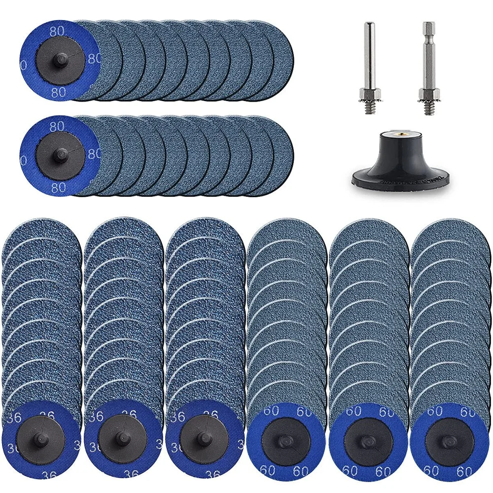 SPEEDWOX 50Pcs 2" 60 Grit Roll Lock Quick Change Discs Aluminum Oxide Coated Die Grinder Accessories Aluminum Oxide Sandpaper Disc Roll Lock Sanding Discs Quick-Change Sanding Discs