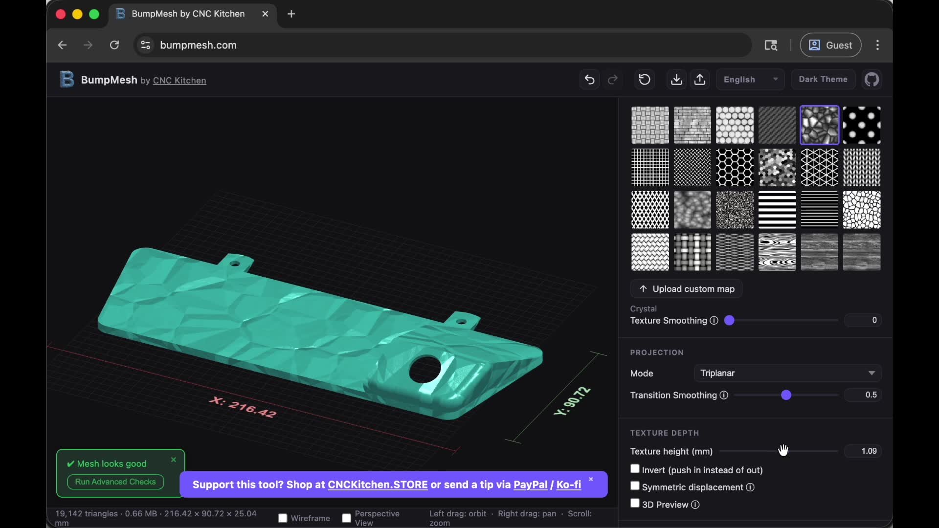 bumpmesh 3d printed car part selecting pattern