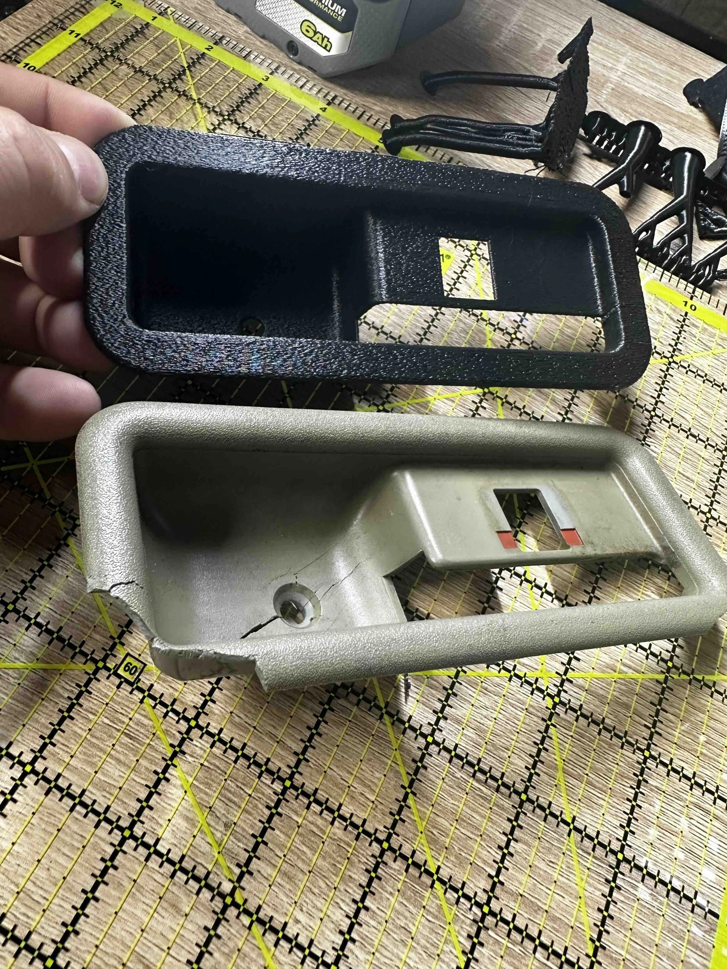 door handle cover cracked vs 3d printed