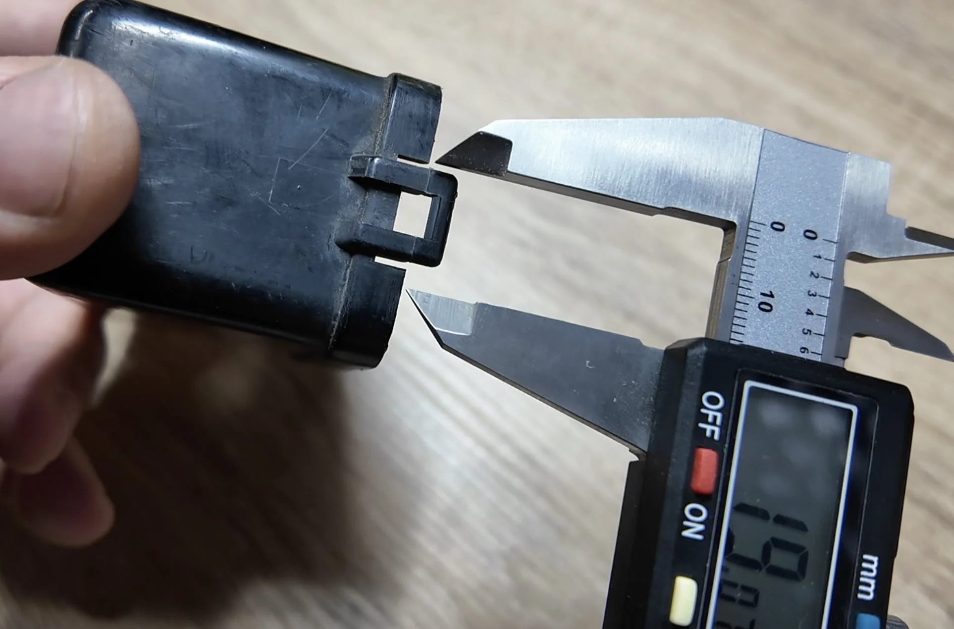 Datsun fuse relay cover digital caliper measurement