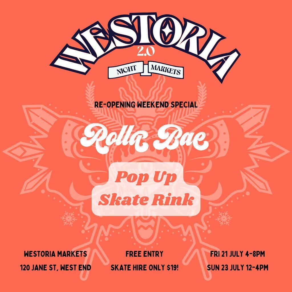 The weird and wild realm of @westoria.bne is reopening this weekend, set to reimagine your reality&hellip; and we have a special pop up rolla rink for visitors!!!

Join us in at these immersive markets, where everything and nothing makes sense. Step 