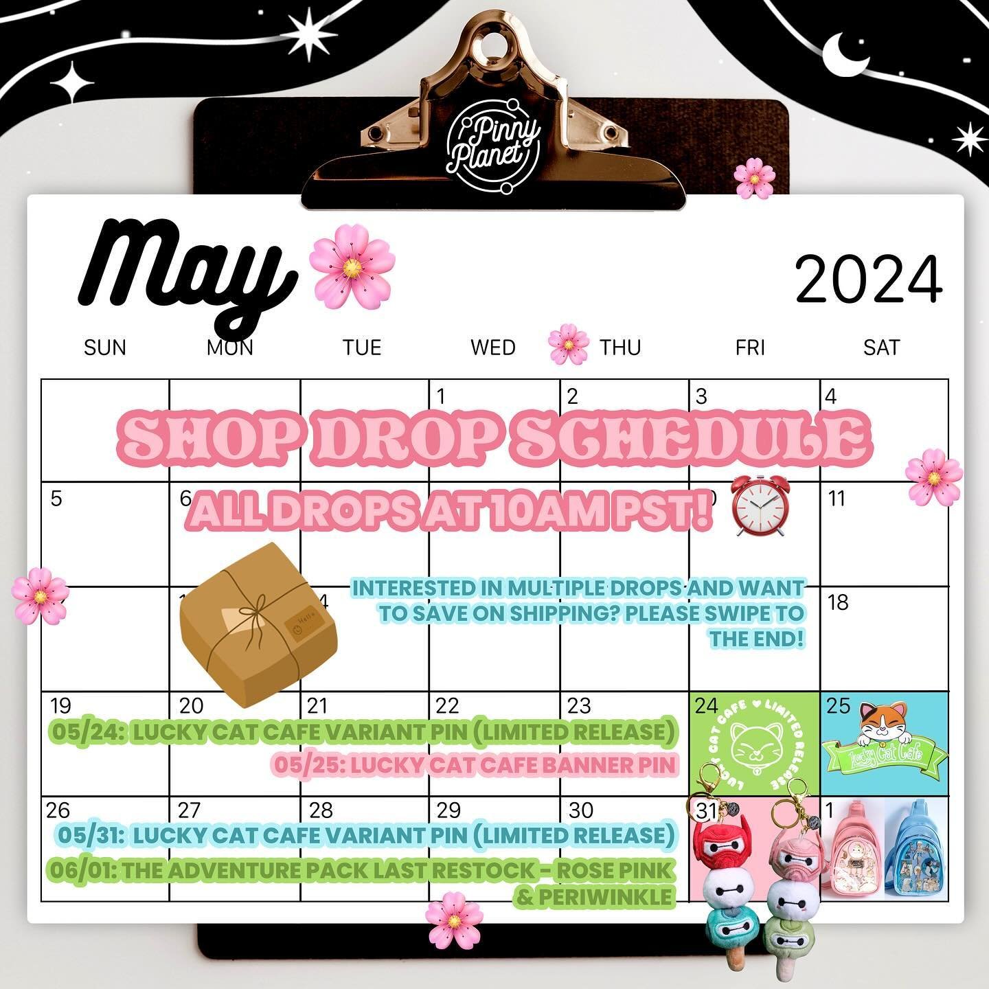 🌸May Shop Drop Schedule🌸
&bull;
Hello everyone! I apologize for the delay and being away! It&rsquo;s a long story but basically I dedicated my time in April to my other job, but I finally left the company in order to focus all of my time to my shop
