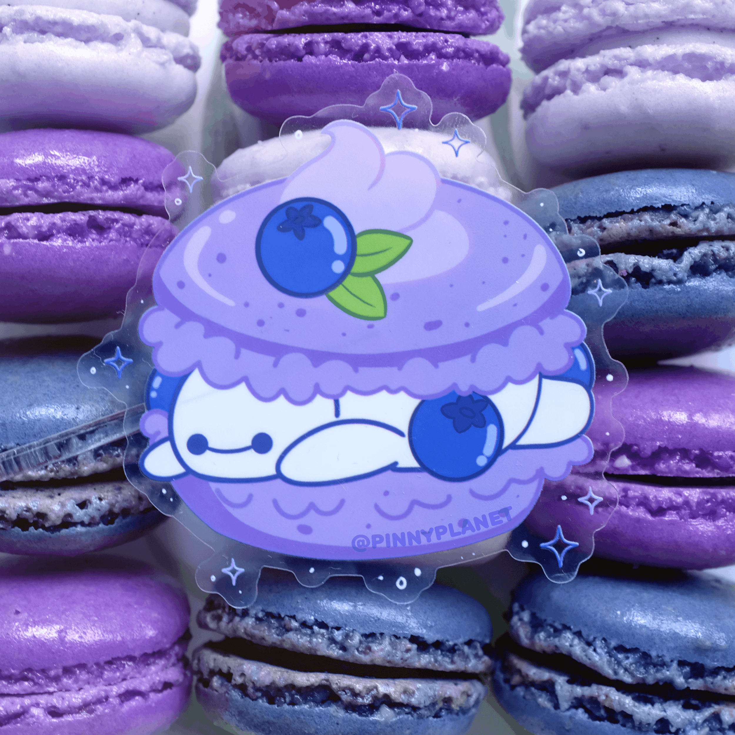 Lucky Cat Cafe: Blueberry Macaron Sticker