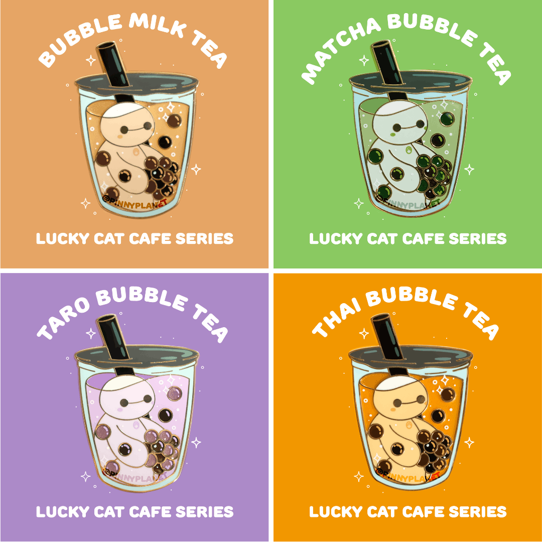 Lucky Cat Cafe: Bubble Tea Pins 🧋