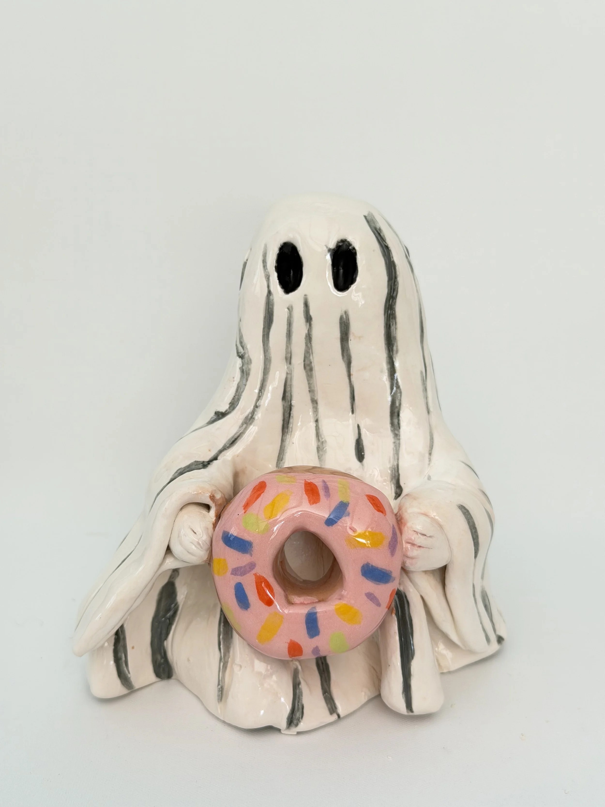 Striped Ghost with Donut