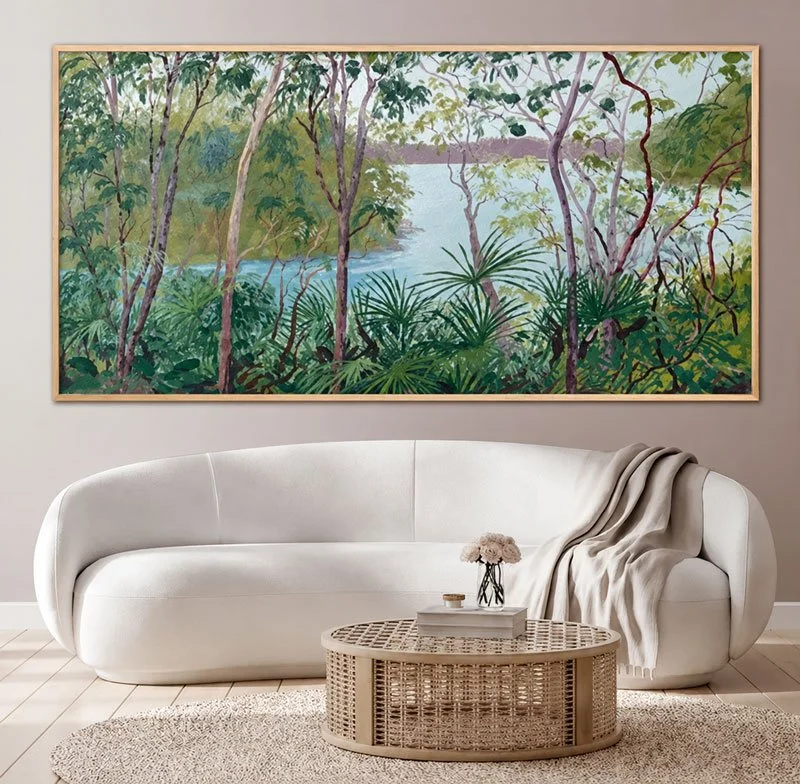 Landscape art in living room