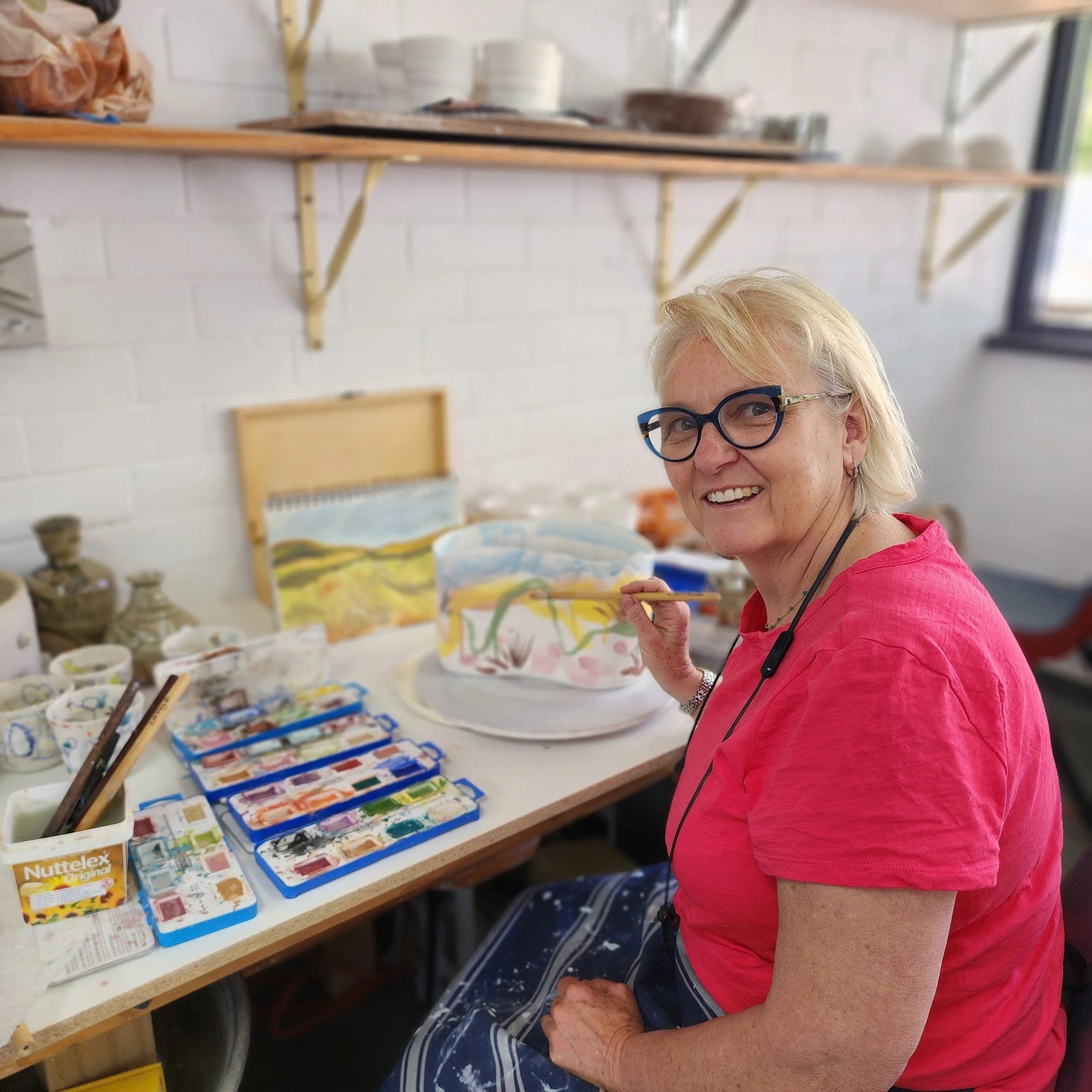 Cathy Allen working in the studio
