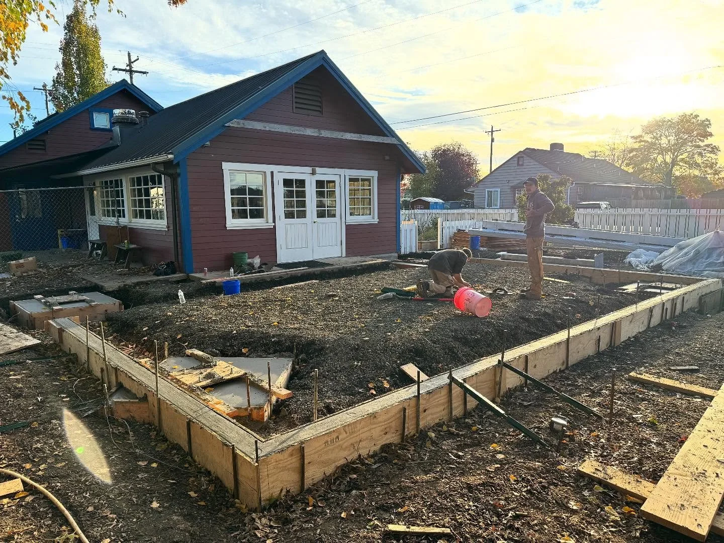 Successful mono-pour of footings and curbs at @sundborn. Eager to set steel & beams! #montessori #albanyoregon #carpentry #concrete #construction