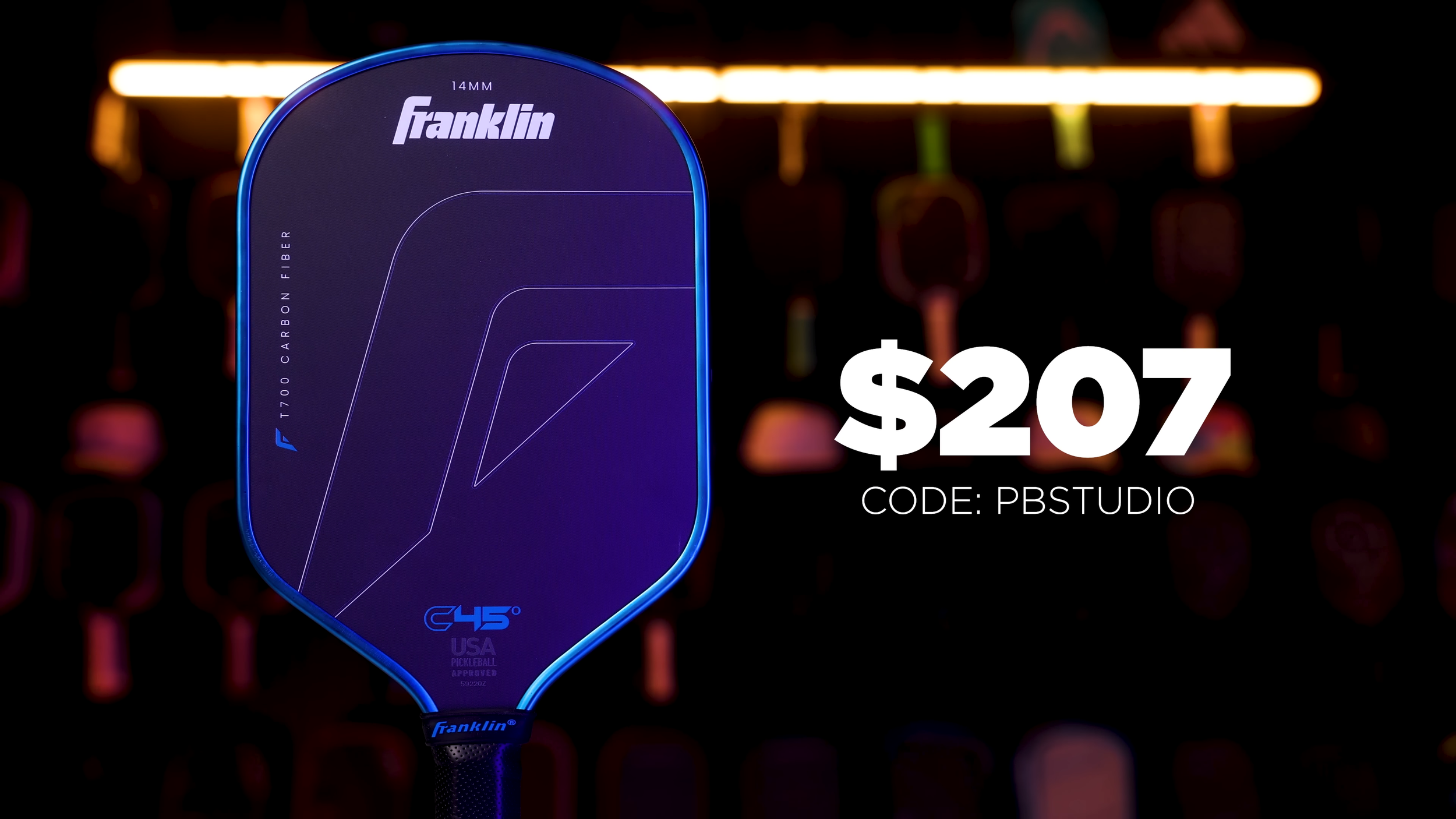 Franklin C45 pickleball paddle with $207 price using PBSTUDIO discount code