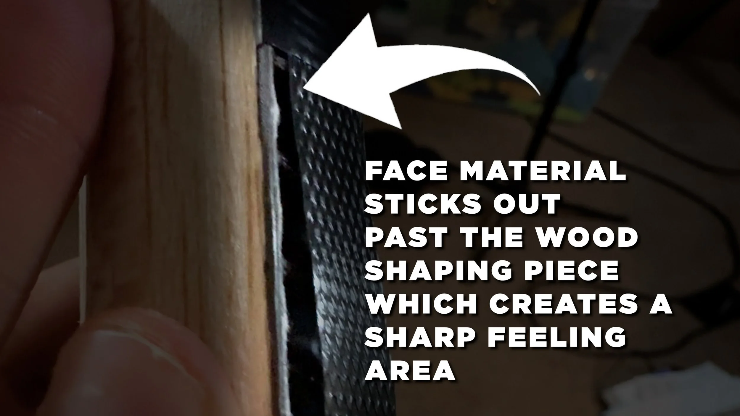 Engage Pursuit Pro pickleball paddle build quality issue with face material extending past the wood shaping piece