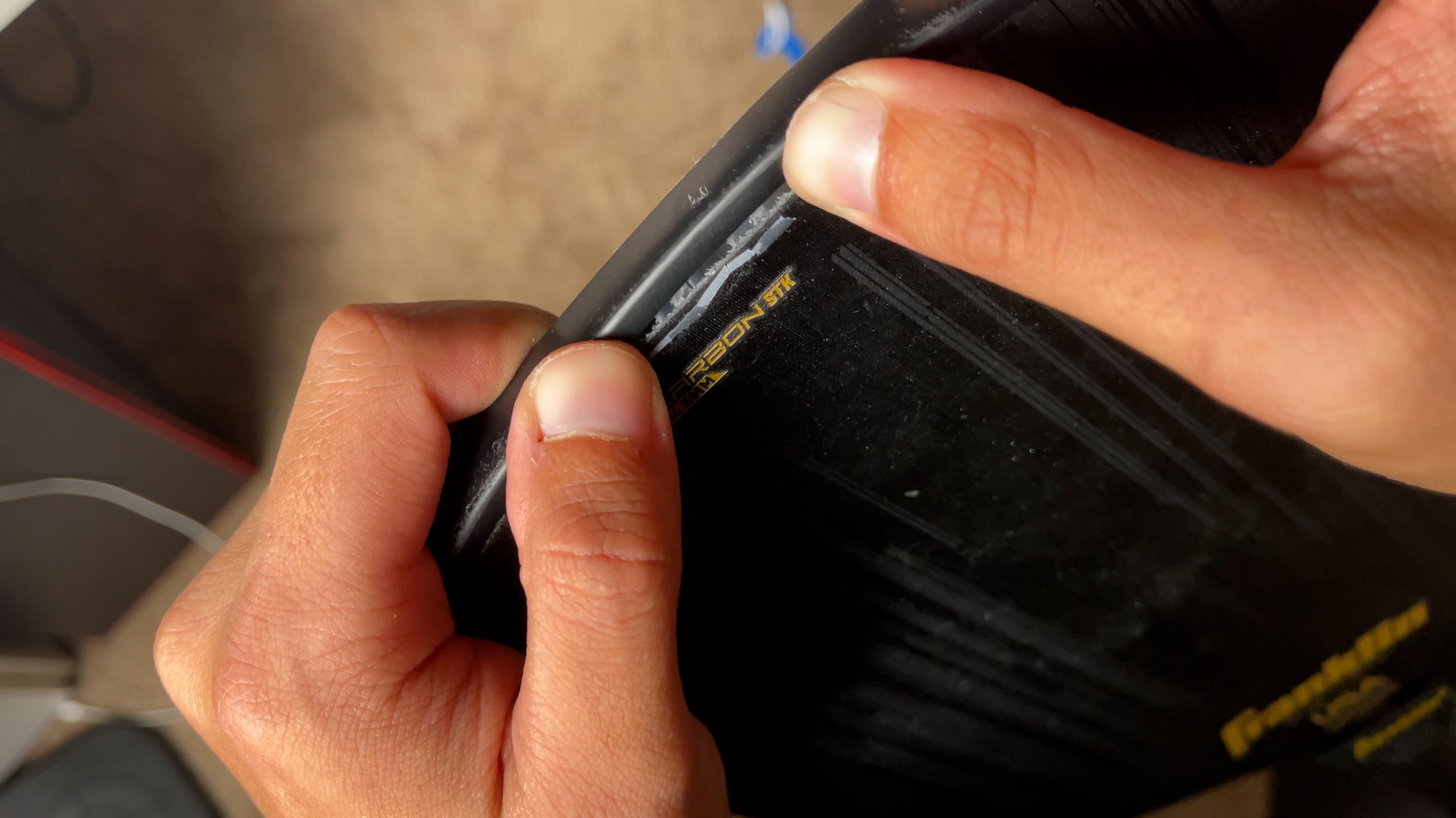 Franklin Carbon STK pickleball paddle loose edge guard being pulled away showing durability concern