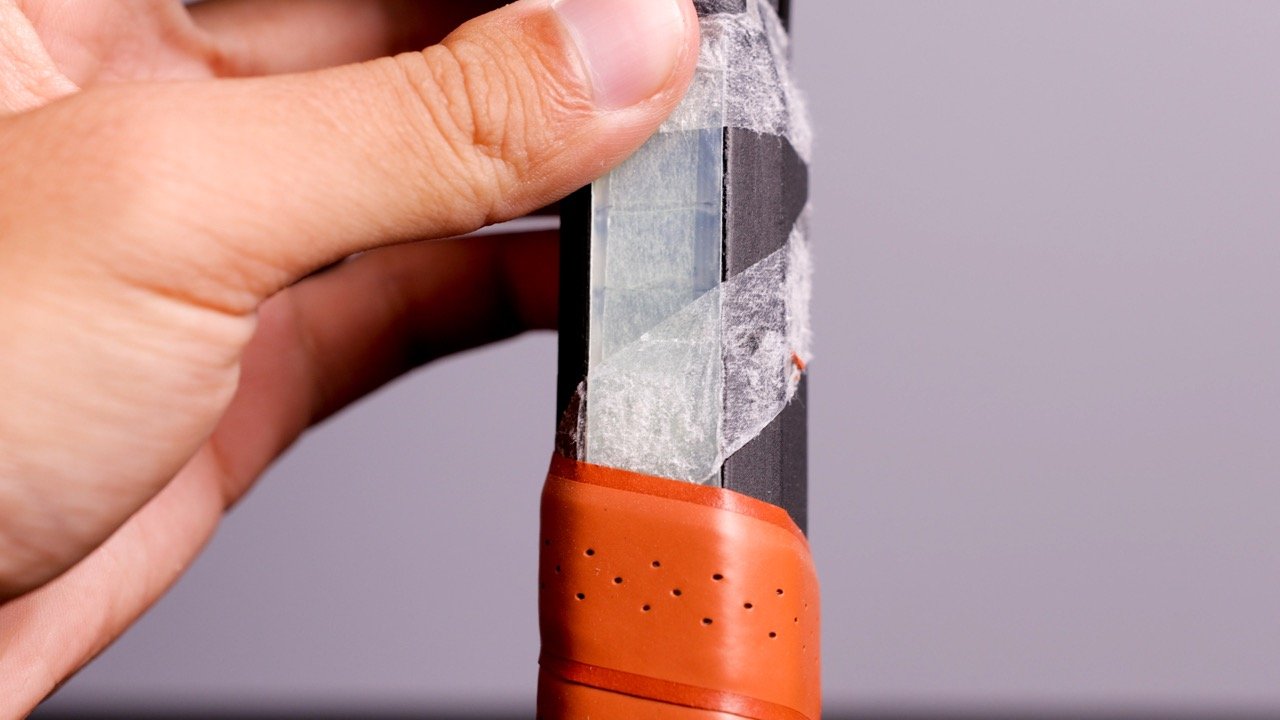 Close-up of SLK Halo Control XL edge guard and handle junction with visible foam construction