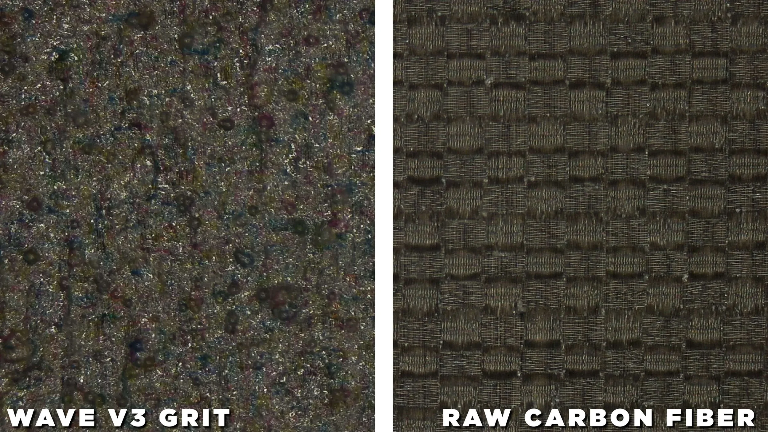 PaddleTek Tempest Wave v3 grit texture compared to raw carbon fiber surface side by side