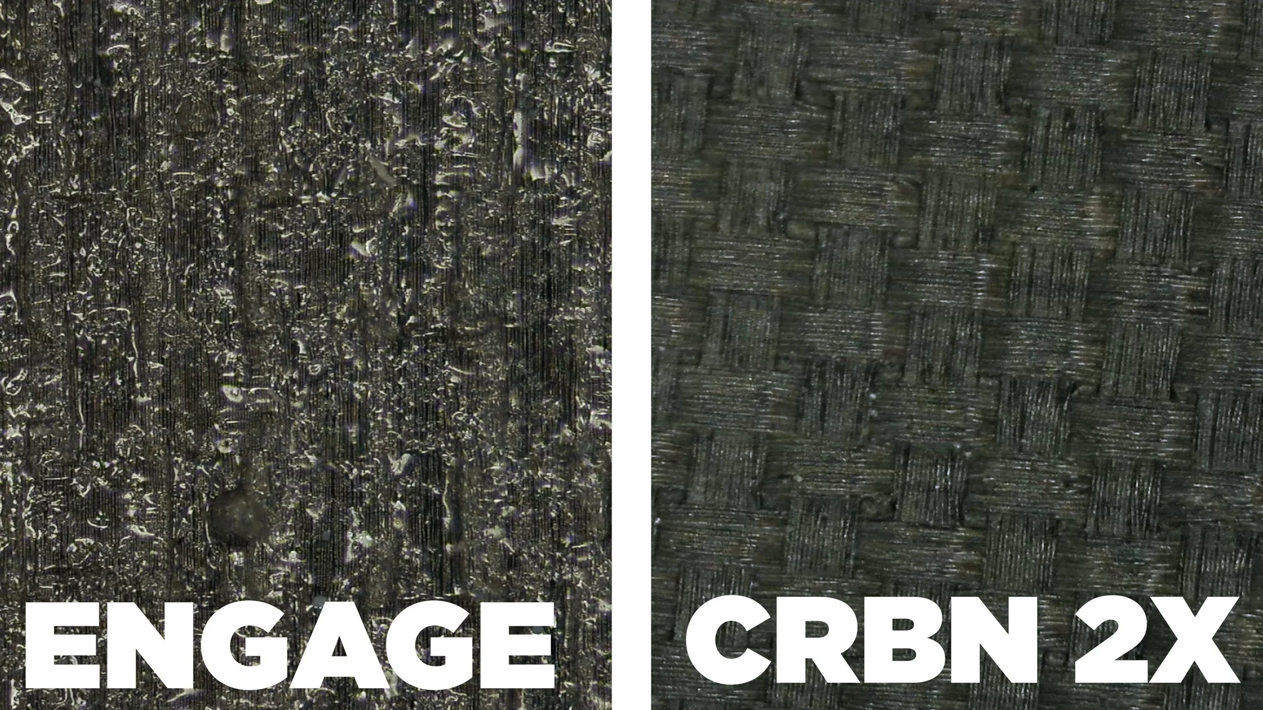 Macro comparison of Engage and CRBN 2X pickleball paddle face textures for spin