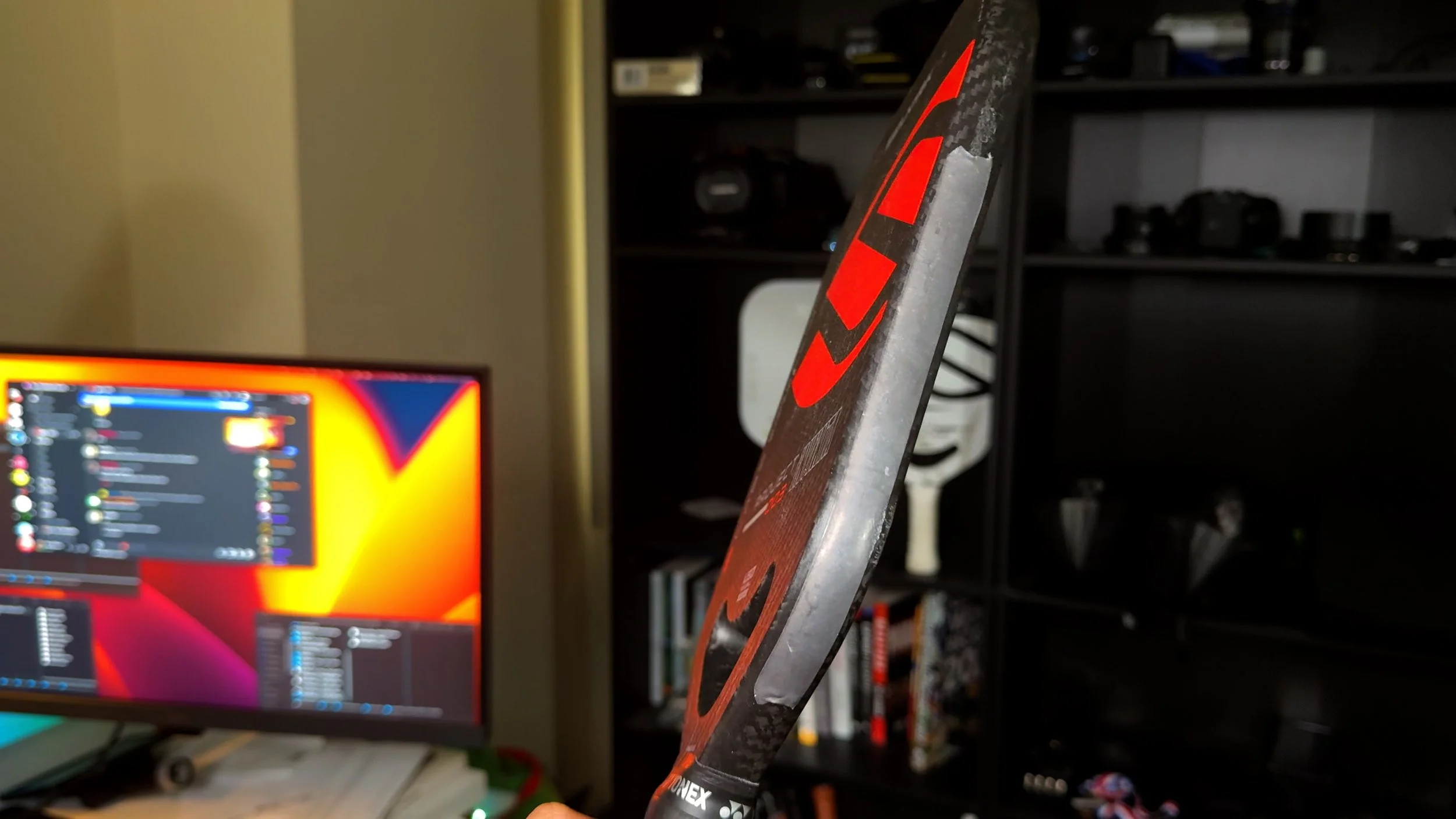 Side profile of Selkirk Luxx Control Air pickleball paddle showing edge guard and core thickness